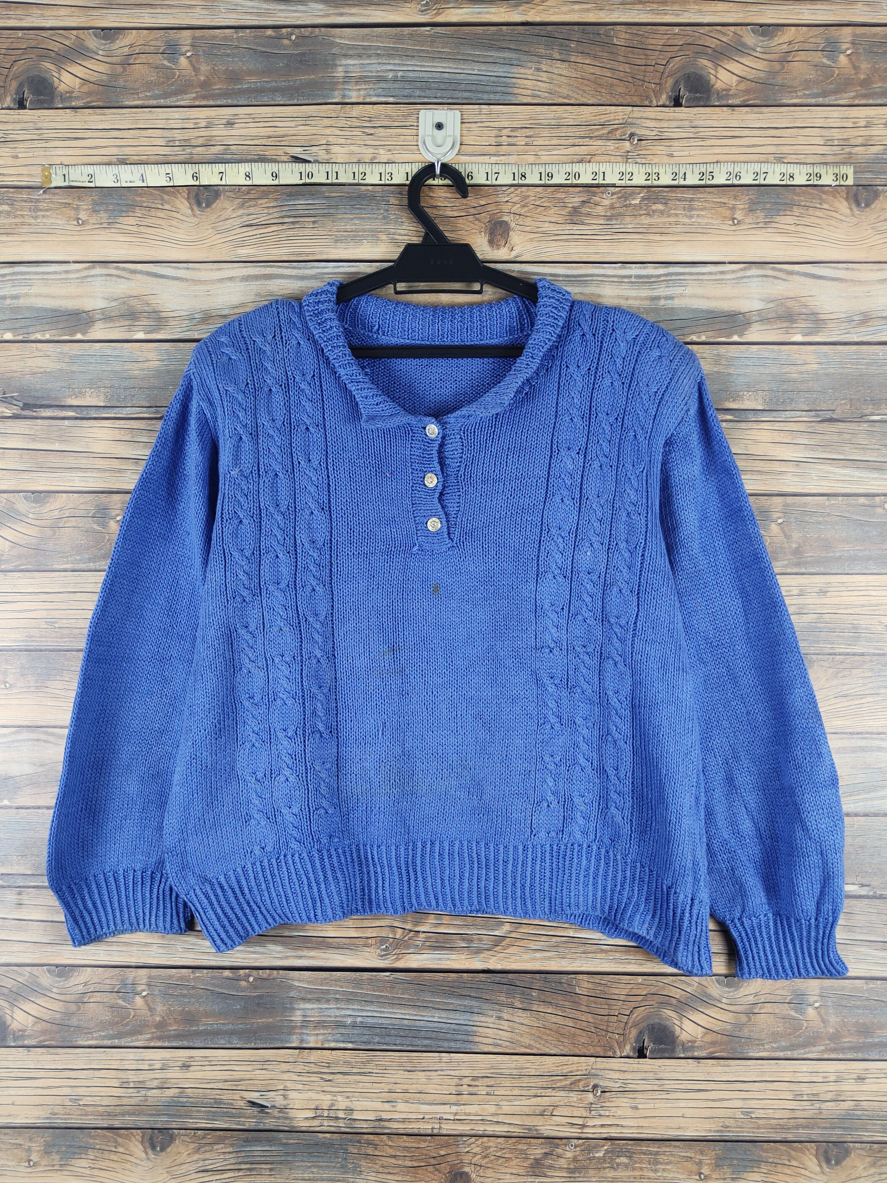 Japanese Brand × Vintage Japanese Brand Blue Knitwear Sweatshirts #W1472 Size L / US 10 / IT 46 - 1 Thumbnail