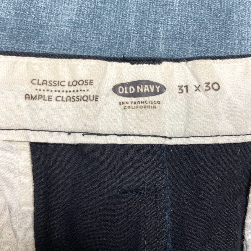Old Navy Old Navy Chino Pants Men 31x30 Black Cotton Dark Wash Straight Classic Loose Fit Size US 31 - 7 Thumbnail