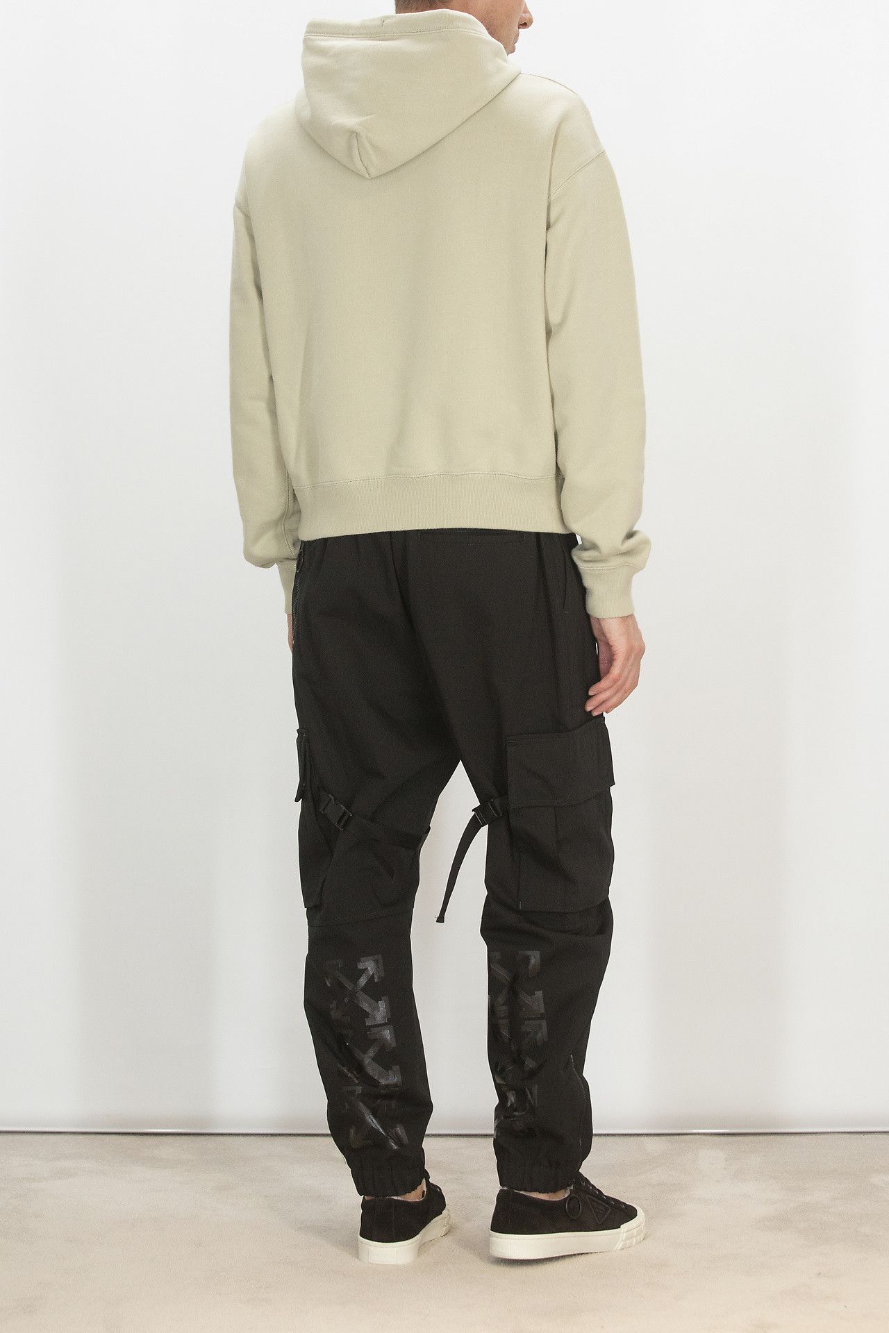 Off-White Beige Caravaggio Hand Logo Oversized Flatlock Hoodie Size US M / EU 48-50 / 2 - 4 Thumbnail