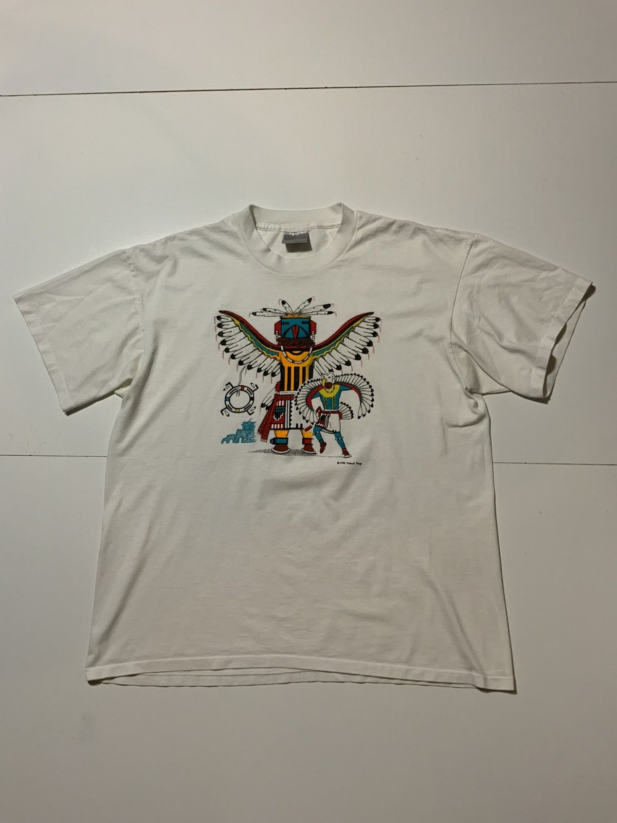 Vintage VTG 1990 Native American Spiritual Single Stitch T-Shirt Size US XL / EU 56 / 4 - 2 Thumbnail