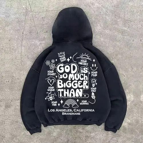 Other Rainbow print black washed vintage cotton hoodie Size US L / EU 52-54 / 3 - 1 Thumbnail