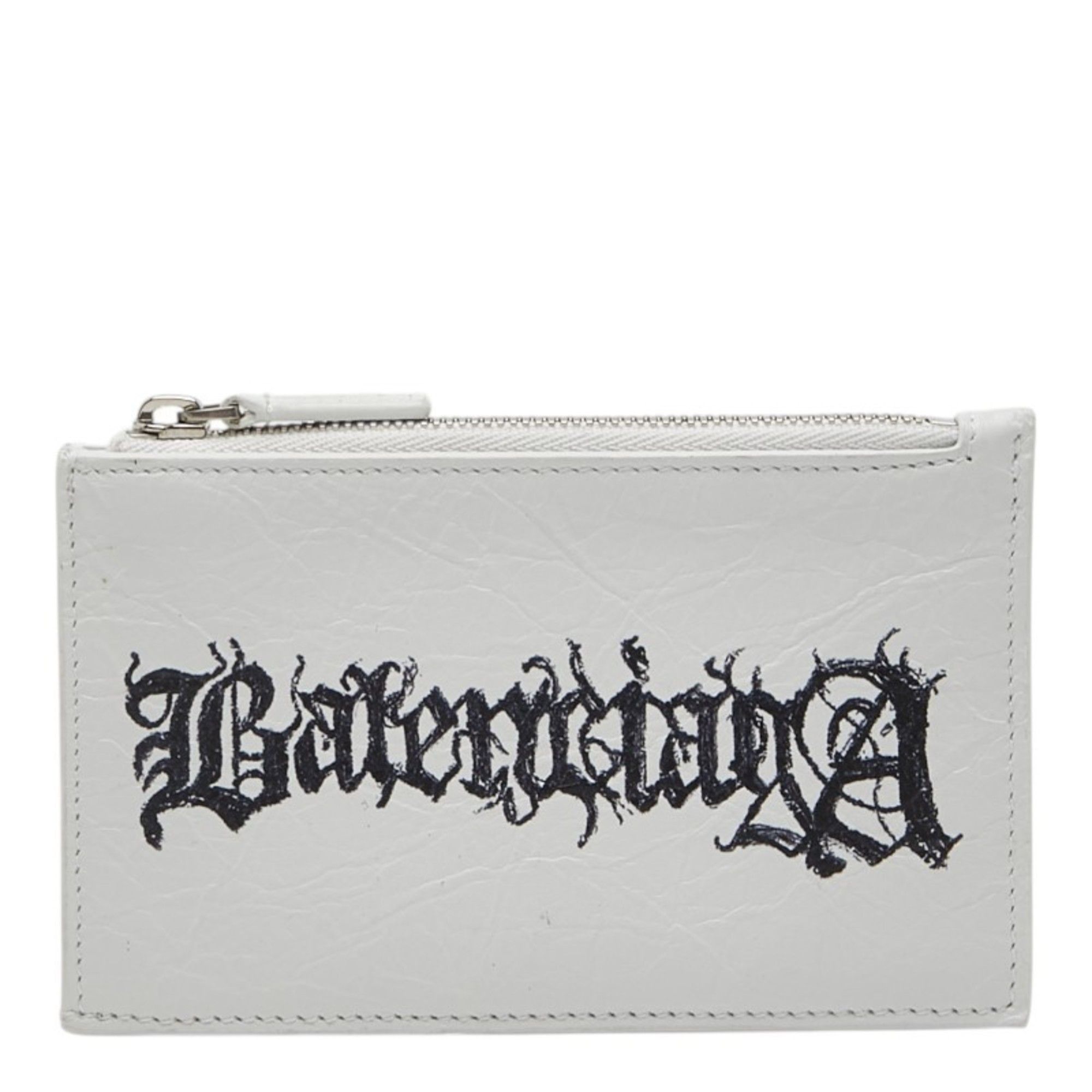 Balenciaga Balenciaga DIY METAL Logo Business Card Holder/Card Case/Coin Purse White Black Leather Women's BALENCIAGA Size ONE SIZE - 1 Thumbnail