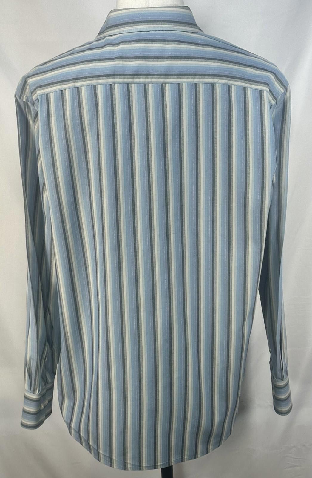 PROJECT G/R R&G 100% Cotton Striped Button Up Shirt Blue Mens L Size US L / EU 52-54 / 3 - 2 Thumbnail