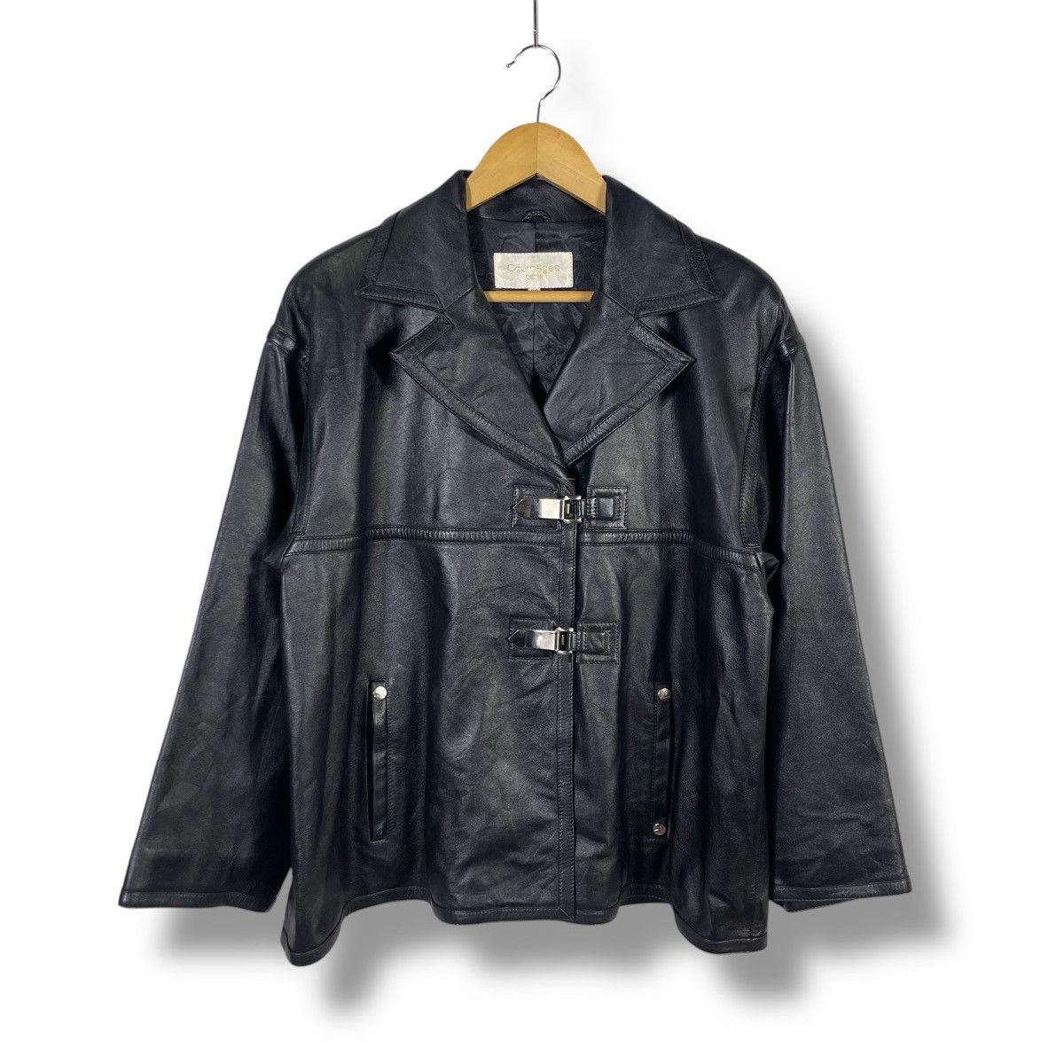 Courreges Vintage Courreges Paris Buckle Double Collar Leather Jacket Size XS / US 0-2 / IT 36-38 - 1 Thumbnail