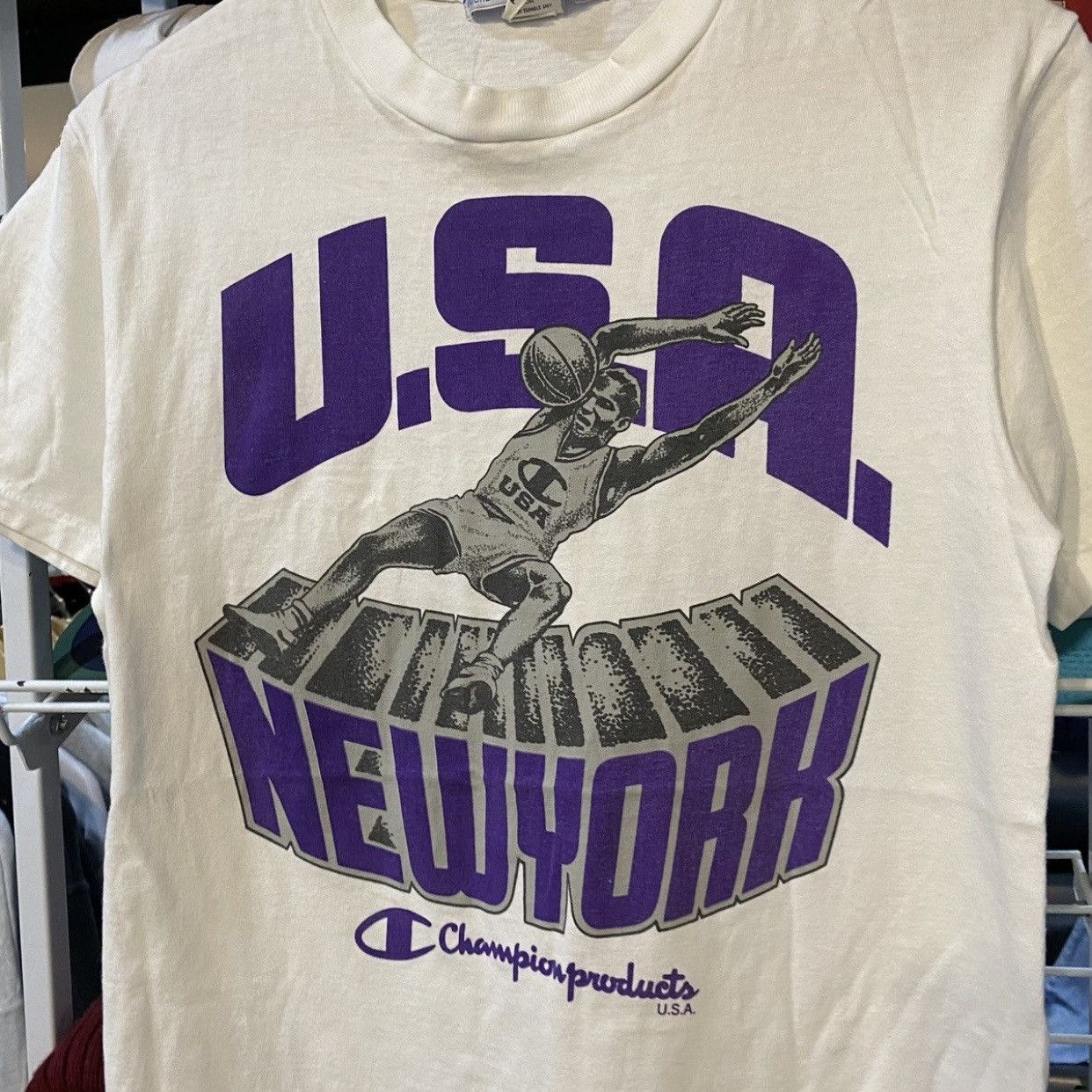 Champion Vintage Champion USA New York Basketball Tee M Size US M / EU 48-50 / 2 - 5 Thumbnail