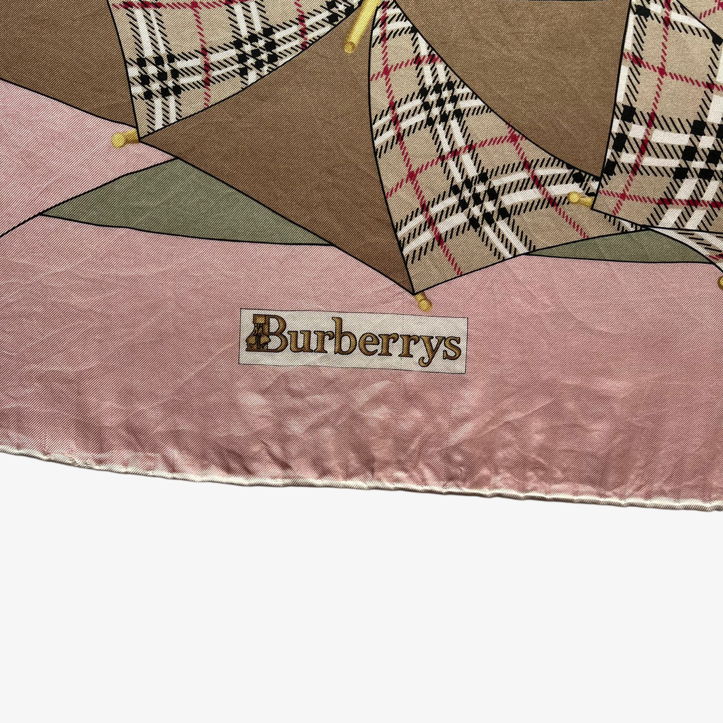 Burberry Vintage 80s Burberry Nova Check Umbrella Print Silk Scarf Size ONE SIZE - 2 Thumbnail