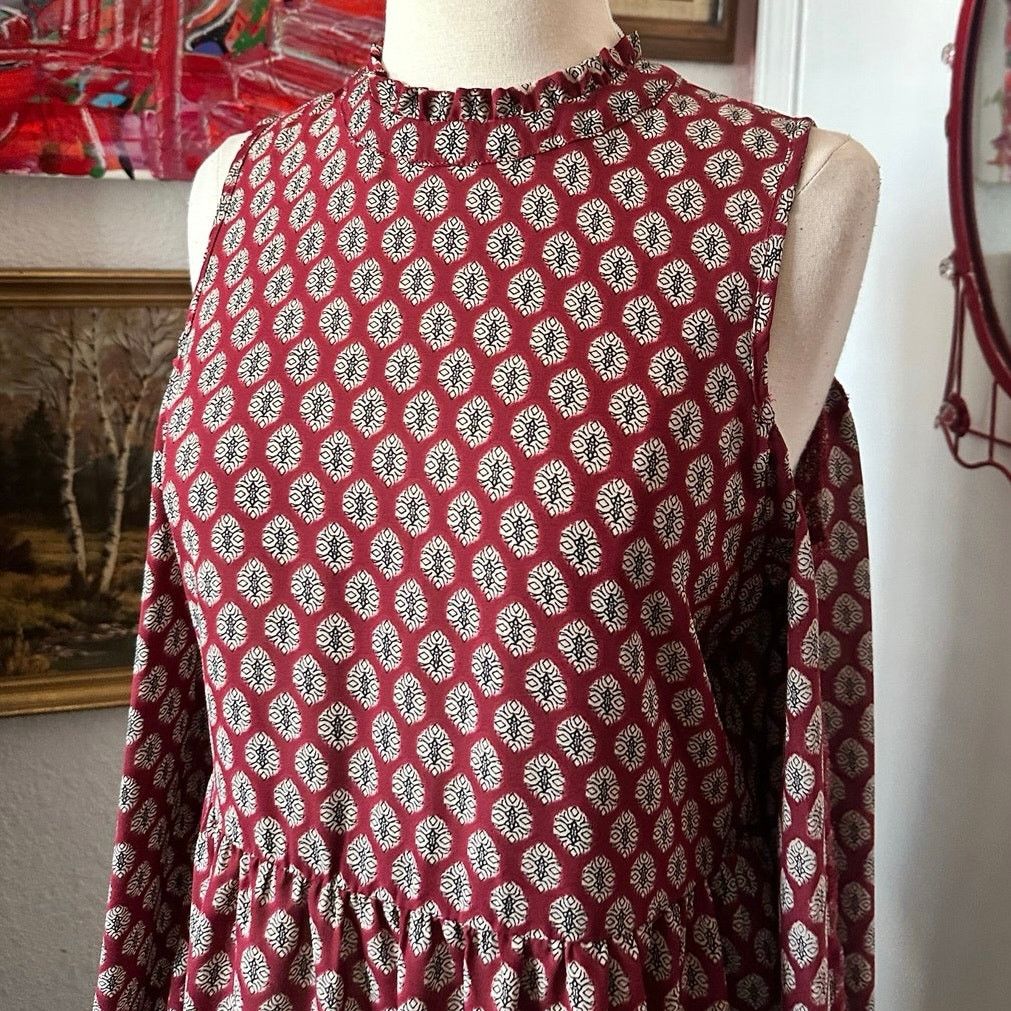 Other bobeau red cream bohemian cold shoulder turtleneck blouse Size S / US 4 / IT 40 - 2 Thumbnail