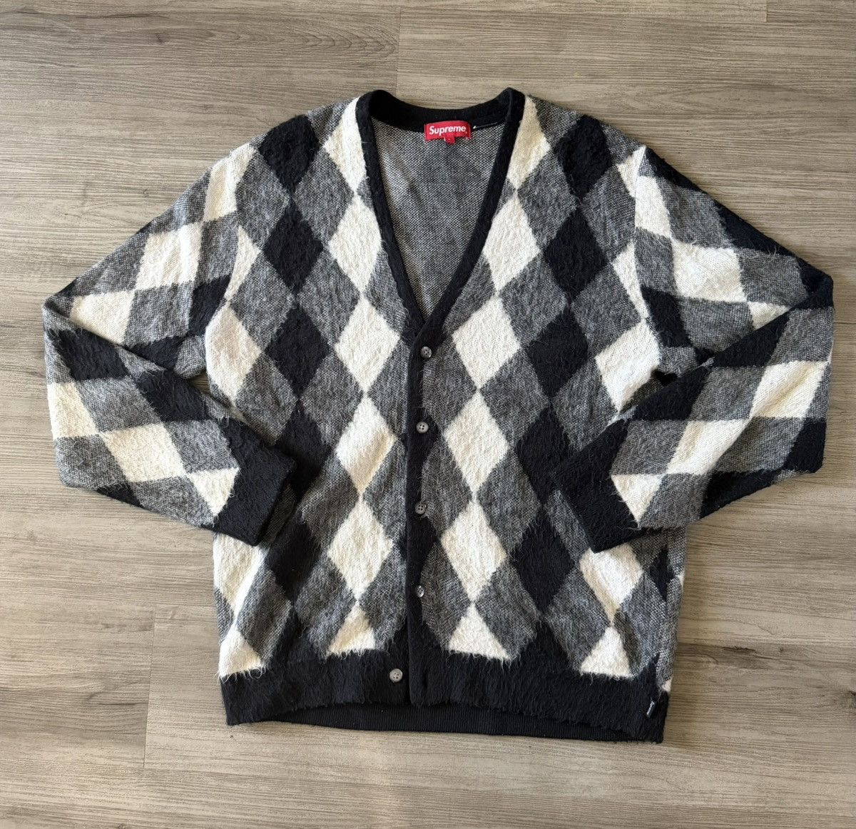 Supreme Supreme Argyle Mohair Cardigan Size US L / EU 52-54 / 3 - 1 Thumbnail