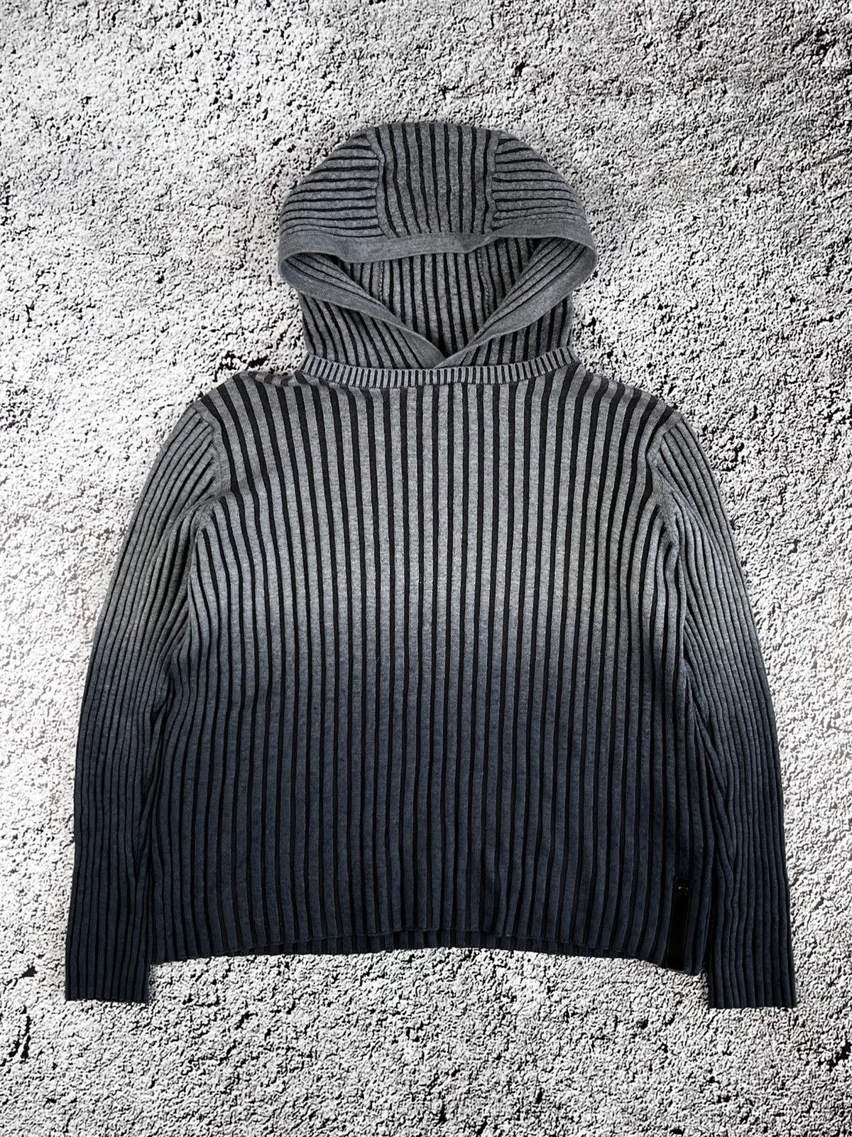 Vintage Y2K Armani Exchange ribbed gradient hooded sweater L