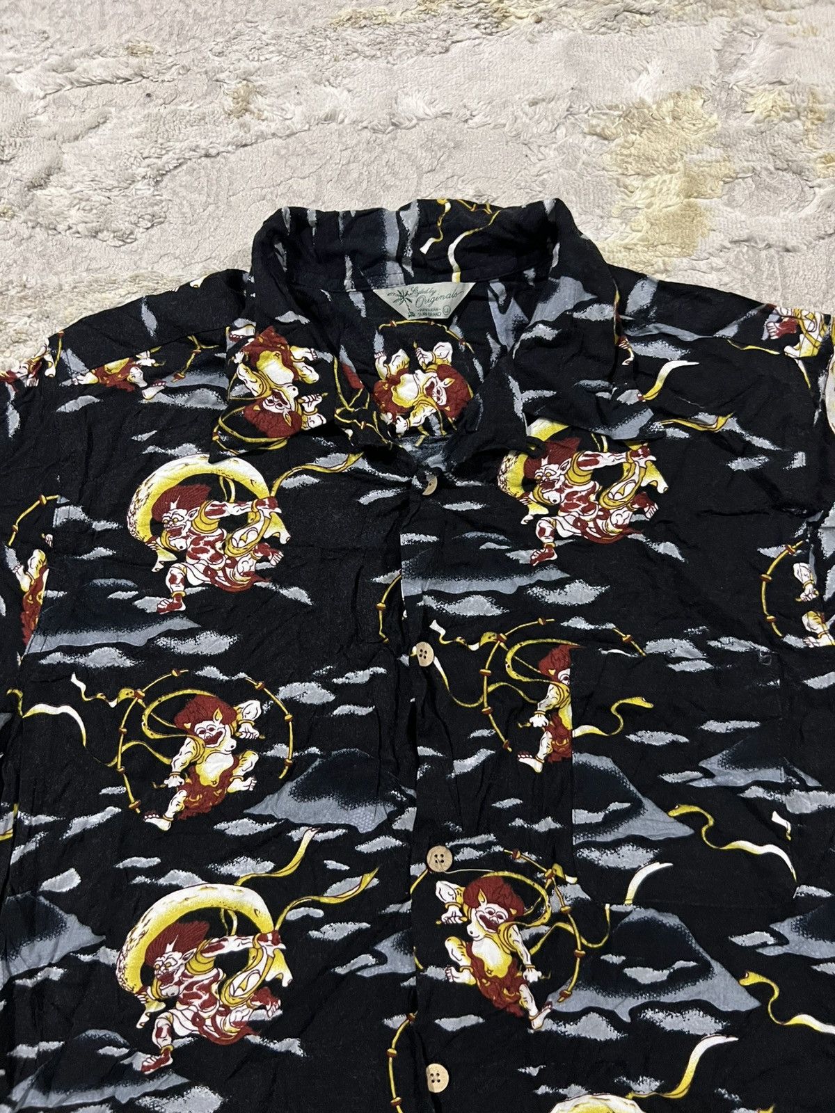 Sun Surf Vintage Japanese Raijin & Fujin God Rayon Hawaiian Shirt Size US L / EU 52-54 / 3 - 3 Thumbnail