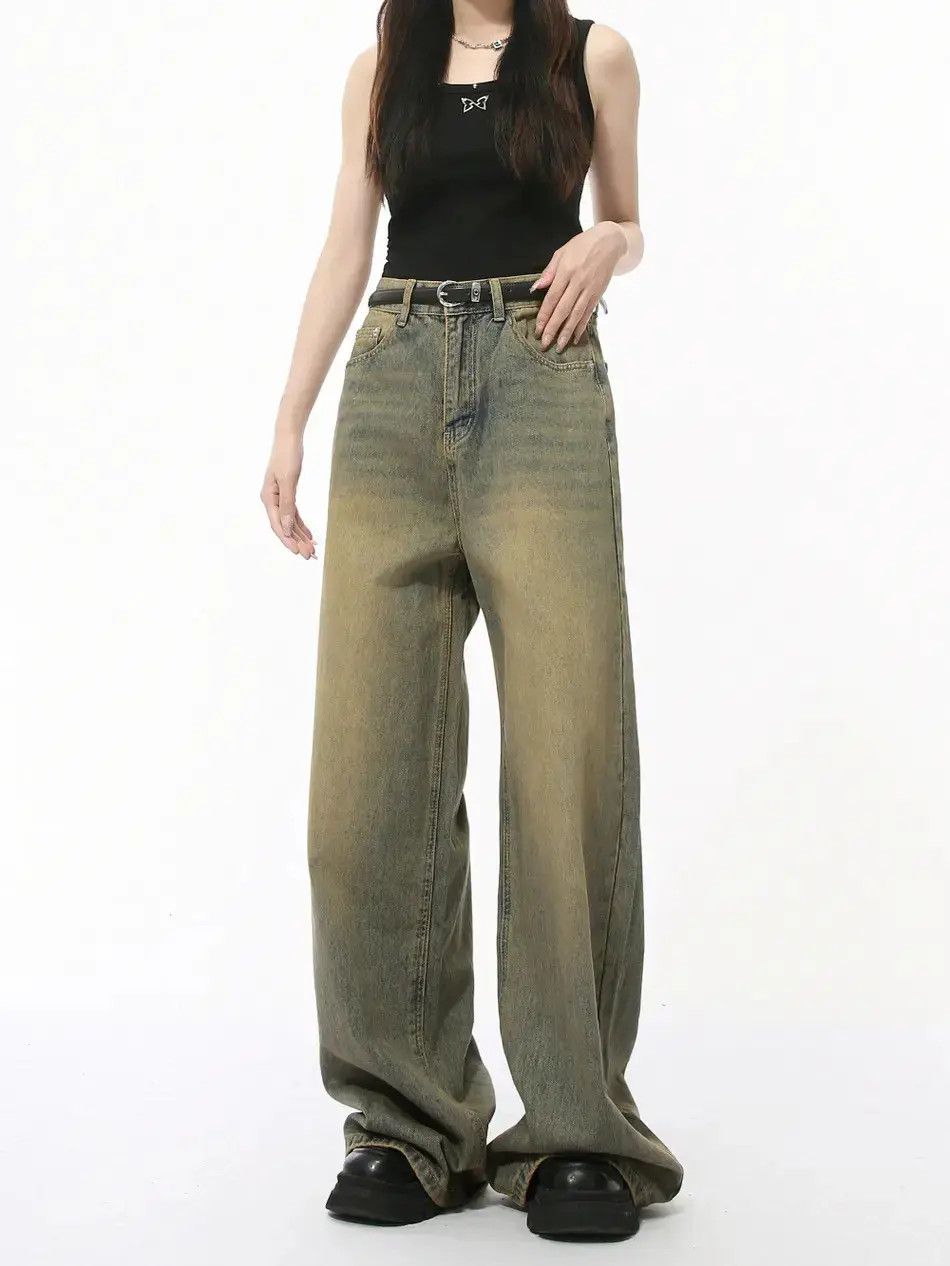 Japanese Brand Retro loose straight leg wide leg jeans Size US 32 / EU 48 - 4 Thumbnail