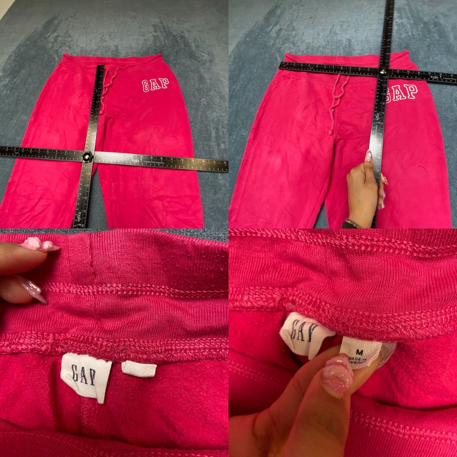Gap Gap Sweatpants Women M Pink Fleece Lined Drawstring Tapered Leg Winter Cozy - Breathable, Comfort, Casual, Travel, Workwear - Gap Size 32" / US 10 / IT 46 - 8 Thumbnail