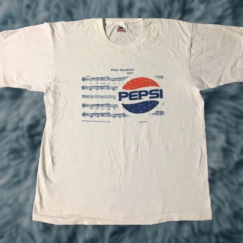 Vintage VINTAGE Pepsi Winter Wonderland Shirt XL White Men Graphic Tee 80s 90s Grunge Coca Cola Coke Drink Surf Skate Vaporwave USA Junk Food Thrashed Series Size US XL / EU 56 / 4 - 1 Thumbnail
