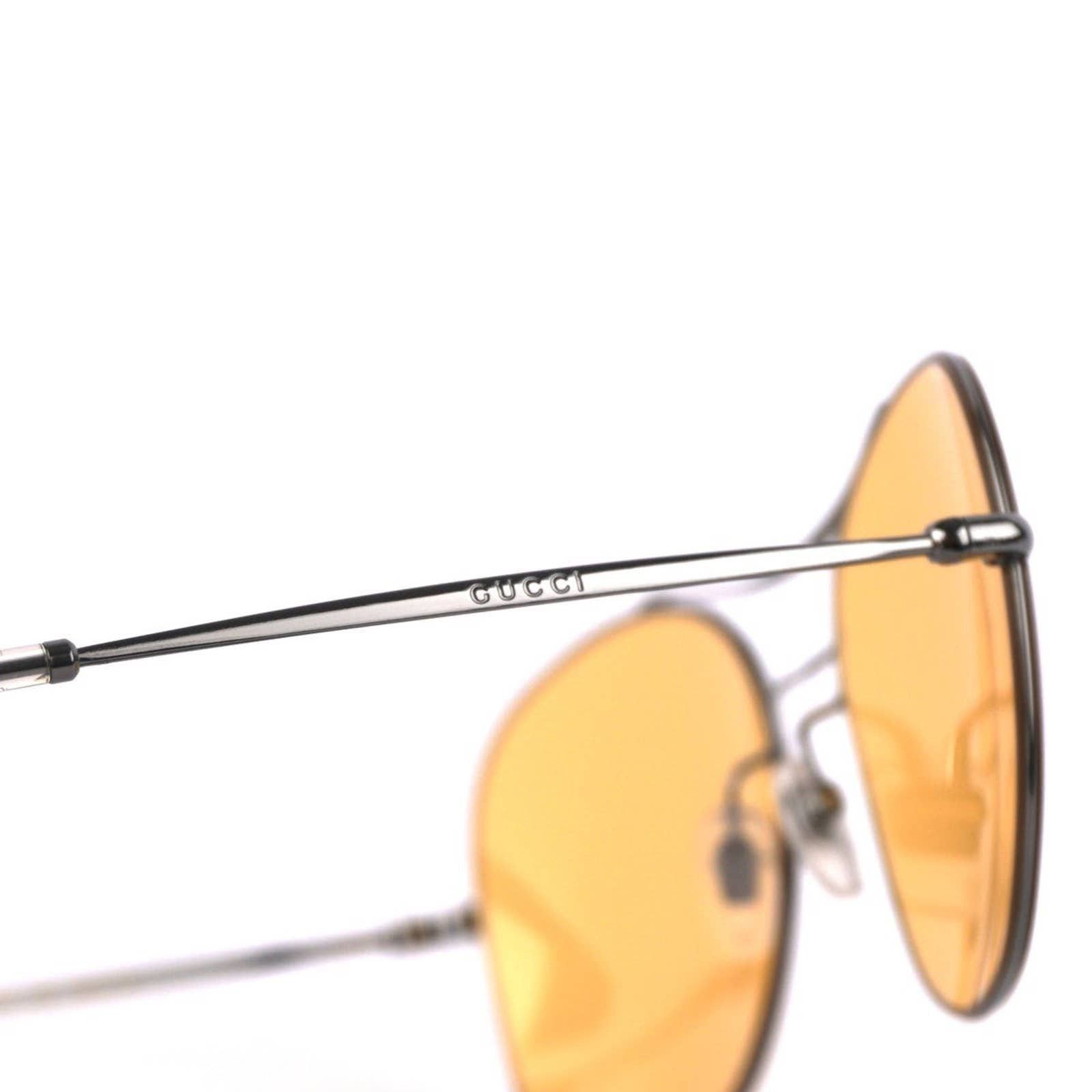 Gucci Gucci Silver Orange Round Mirrored Pilot Aviator Sunglasses Size ONE SIZE - 8 Thumbnail