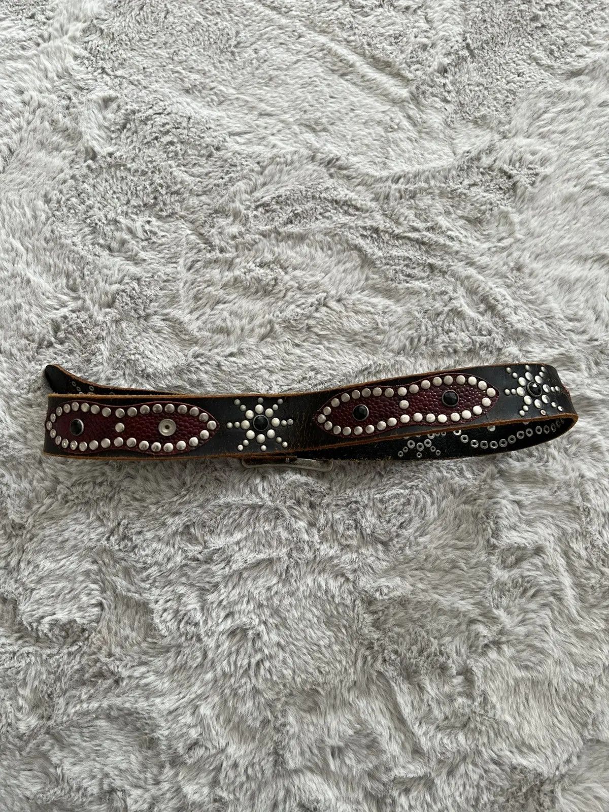 Vintage Vintage Studded Leather Belt Size 32 - 2 Thumbnail