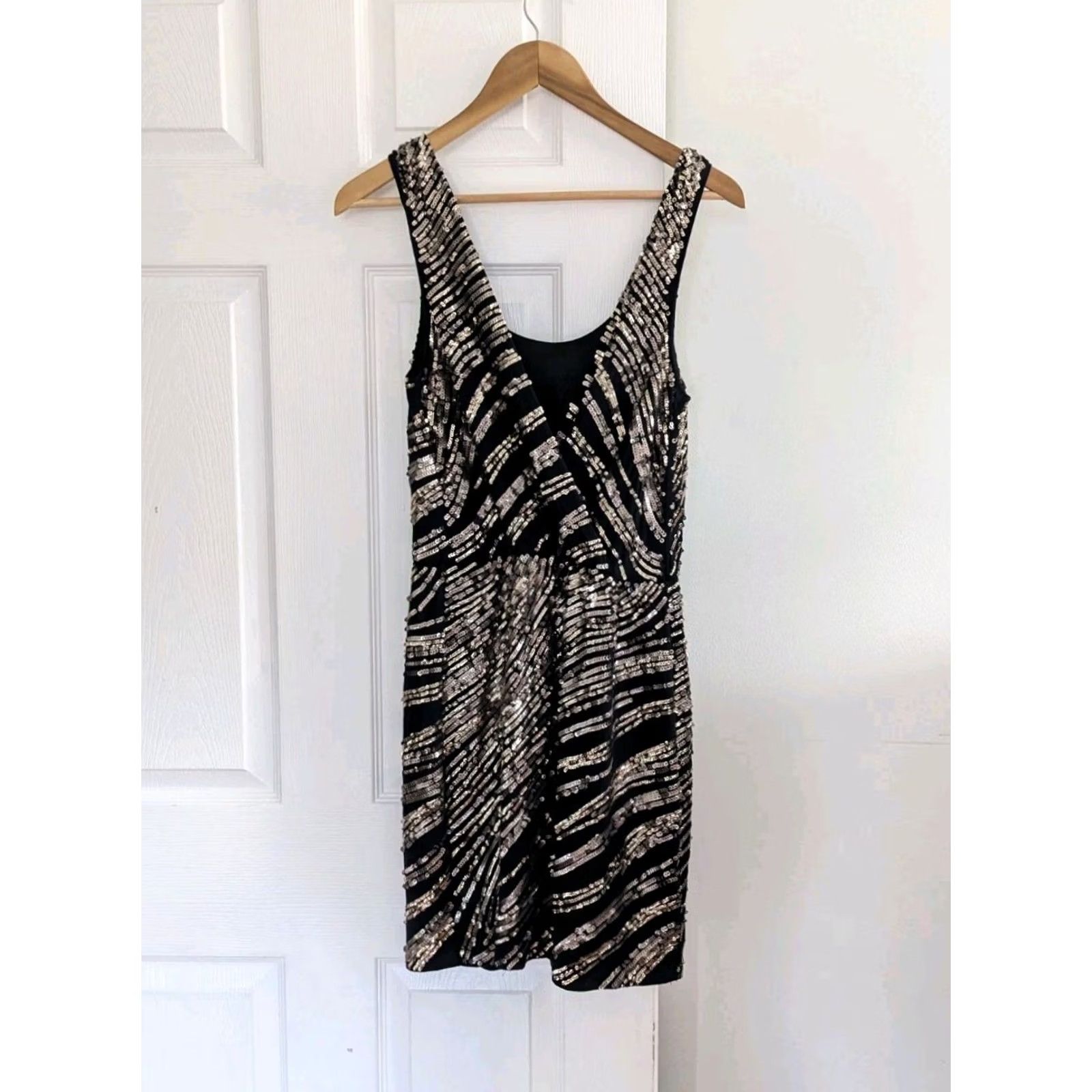Express Express Sequin Surplice Back Mini Dress S Womens Glitter Holiday Gatsby Velvet Black Multi Color Size S / US 4 / IT 40 - 3 Thumbnail