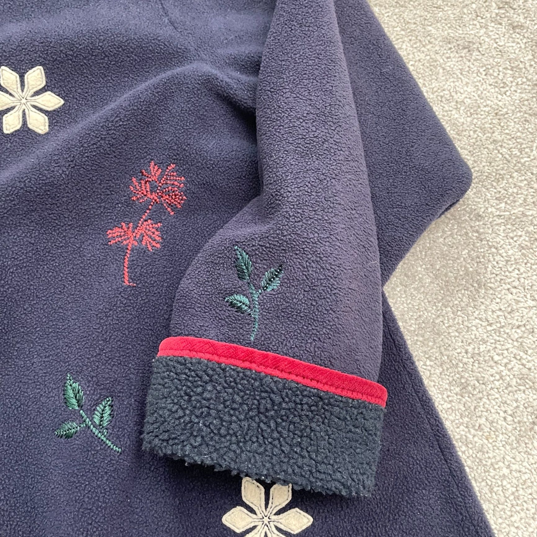 MooRER Jennifer Moore Vintage Embroidered Fleece Jacket Womens XL Blue Button Down Size XL / US 12-14 / IT 48-50 - 3 Thumbnail