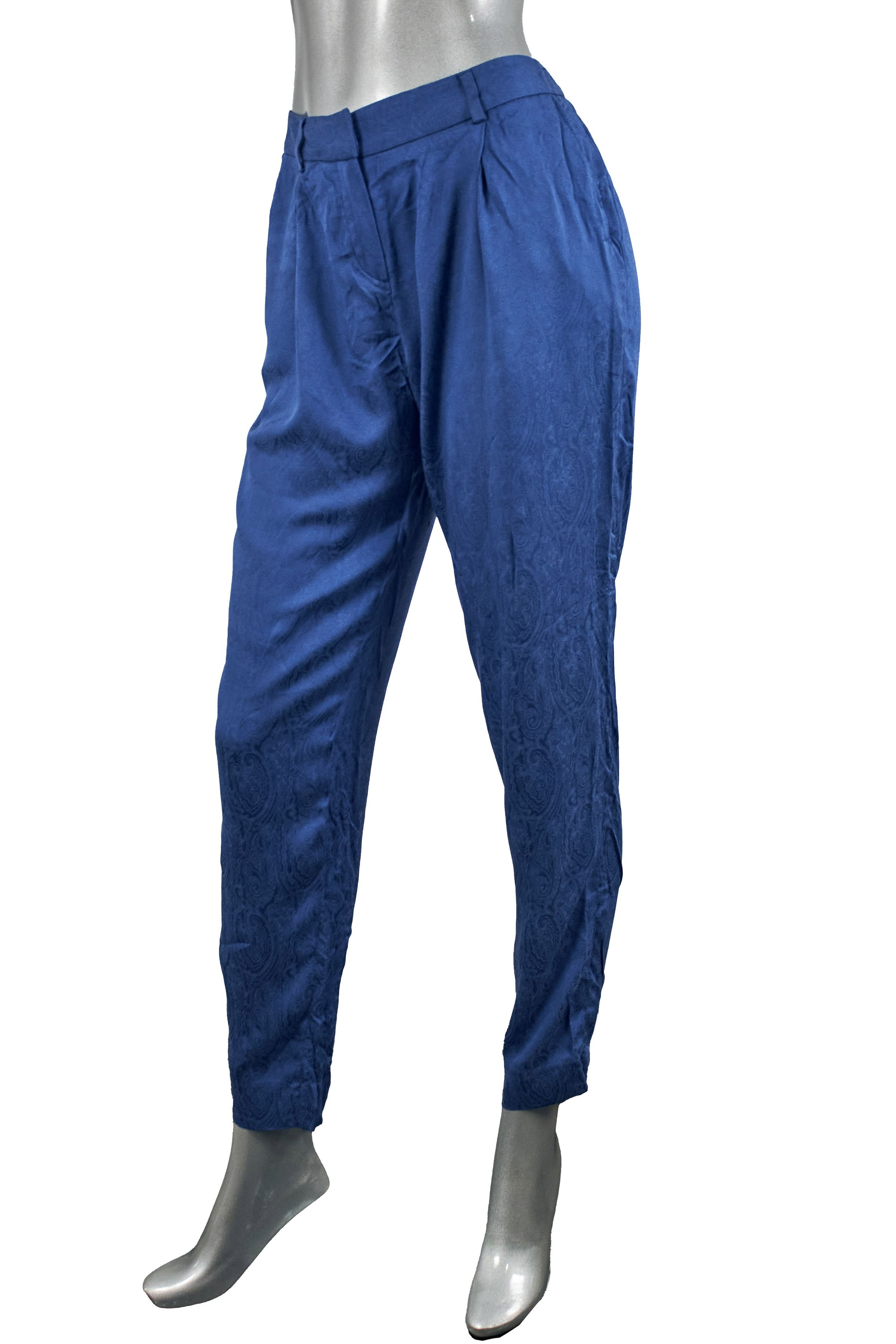 Massimo Dutti skinny blue textured women's trousers, pants