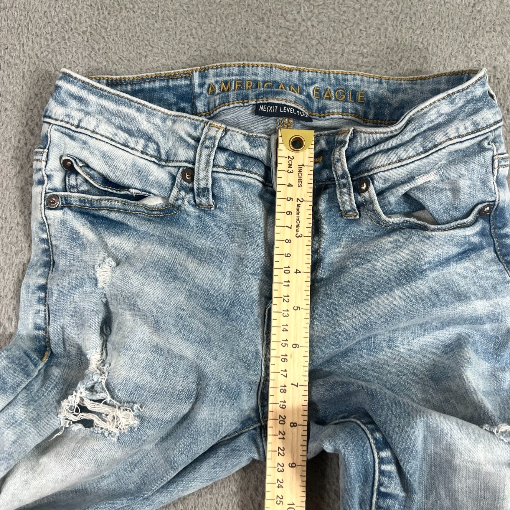 American Eagle Outfitters VINTAGE American Eagle Outfitters Jeans Men Skinny 28x27 Light Wash Distressed 5-Pocket Denim Size US 26 / EU 42 - 3 Thumbnail