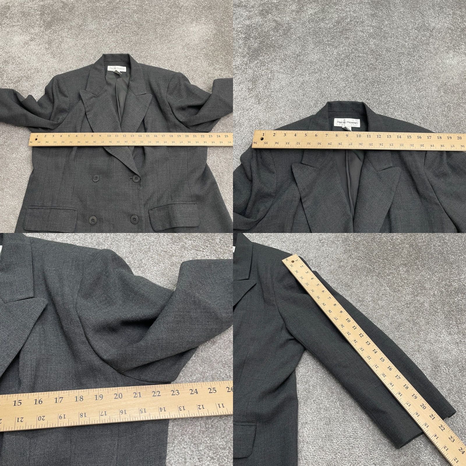 Doublet Rena Rowan Wool Blazer Jacket 16W Womens Gray Double Breasted Business Work Size XXL / US 16-18 / IT 52-54 - 8 Thumbnail