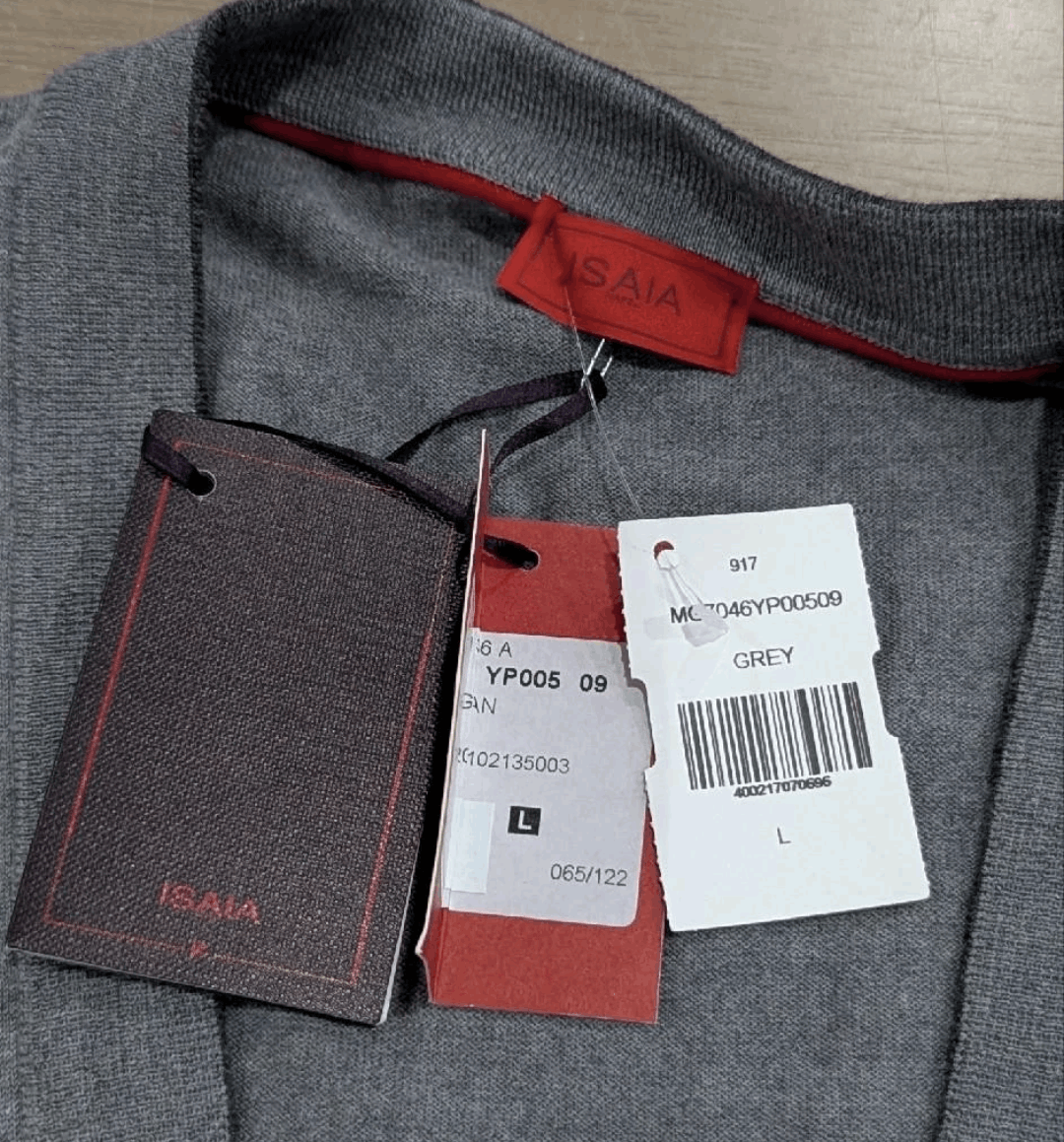 Isaia Mens ISAIA V-Neck Wool Knit Cardigan Gray Large Size US L / EU 52-54 / 3 - 7 Thumbnail