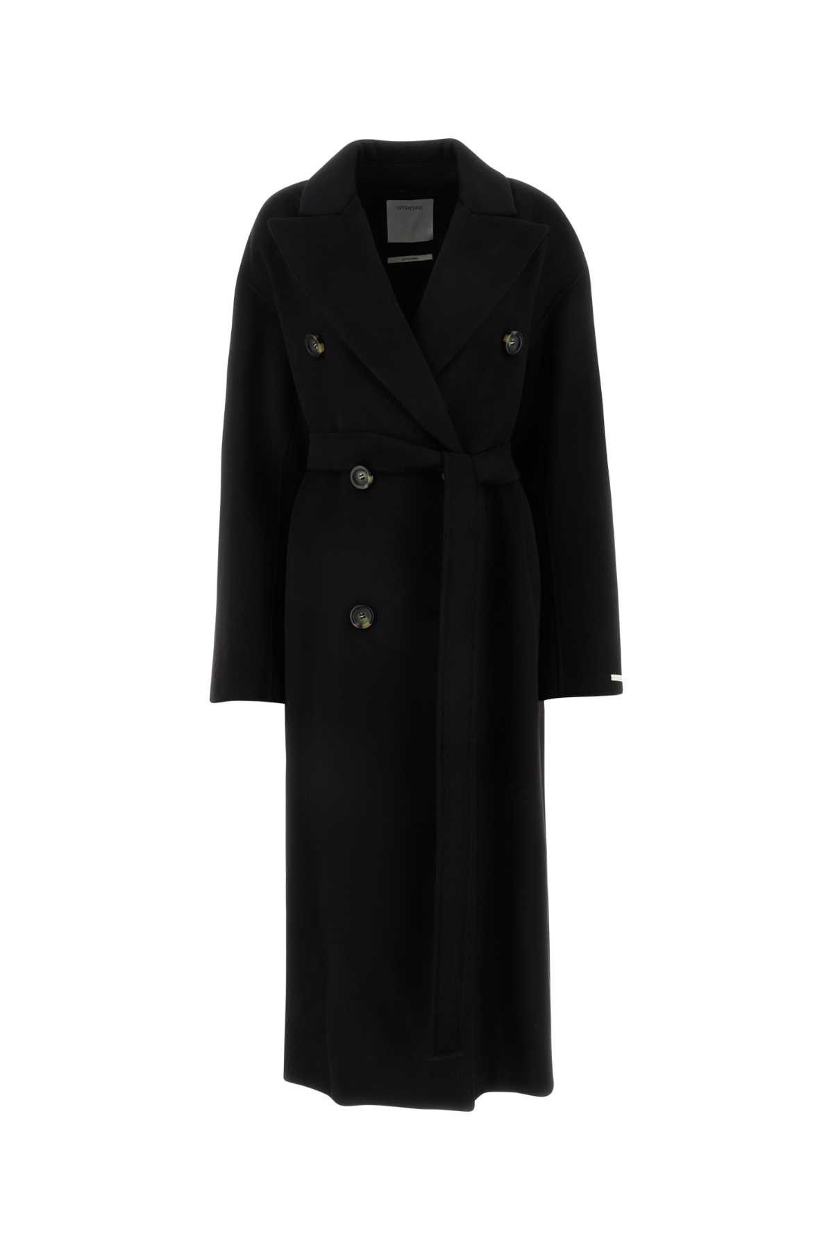 image of Sportmax Black Wool Blend Draghi Coat, Women's (Size Medium)