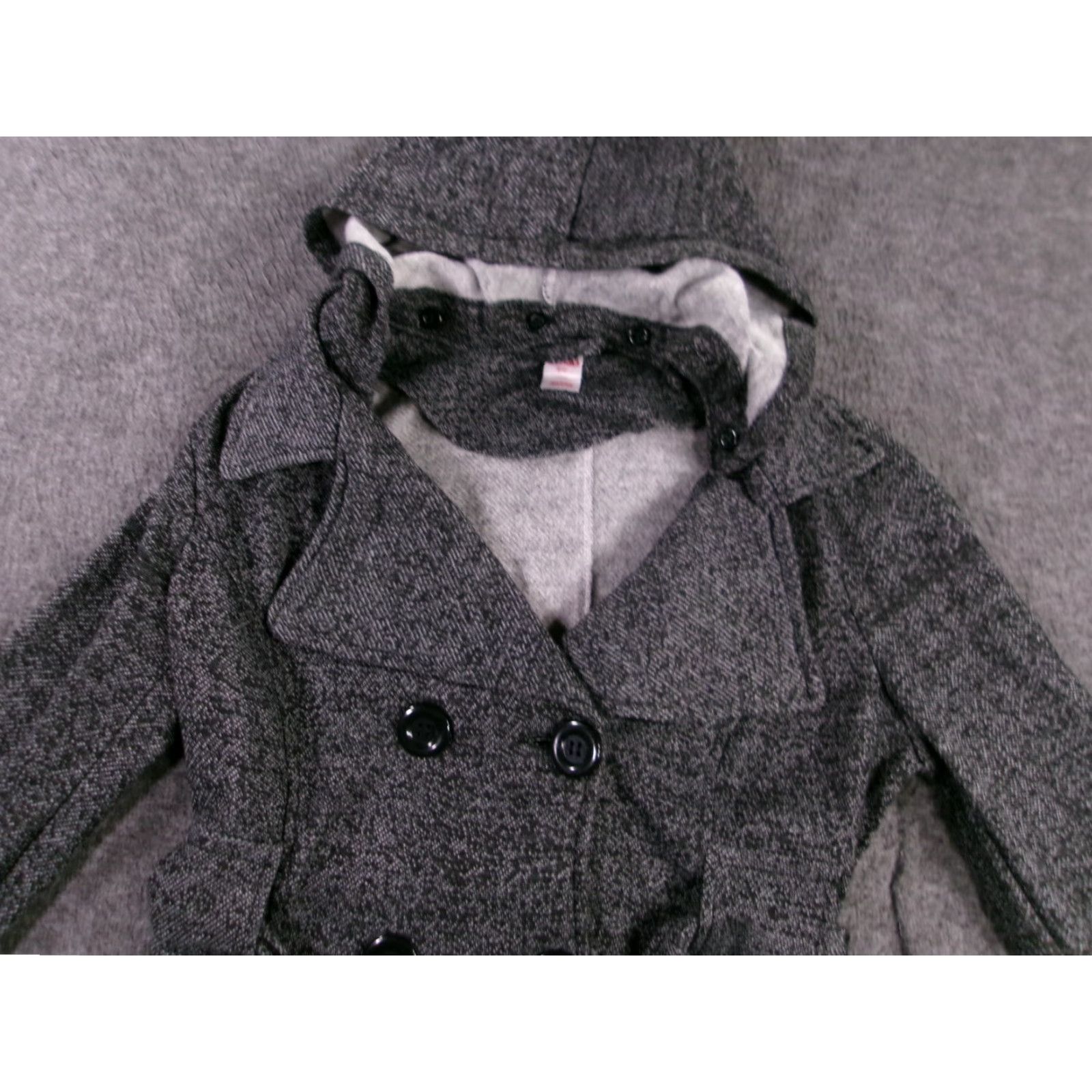 Vintage Bongo Pea Coat Women Small Gray Double Breasted Removable Hood Classic 90s Prep Size S / US 4 / IT 40 - 2 Thumbnail
