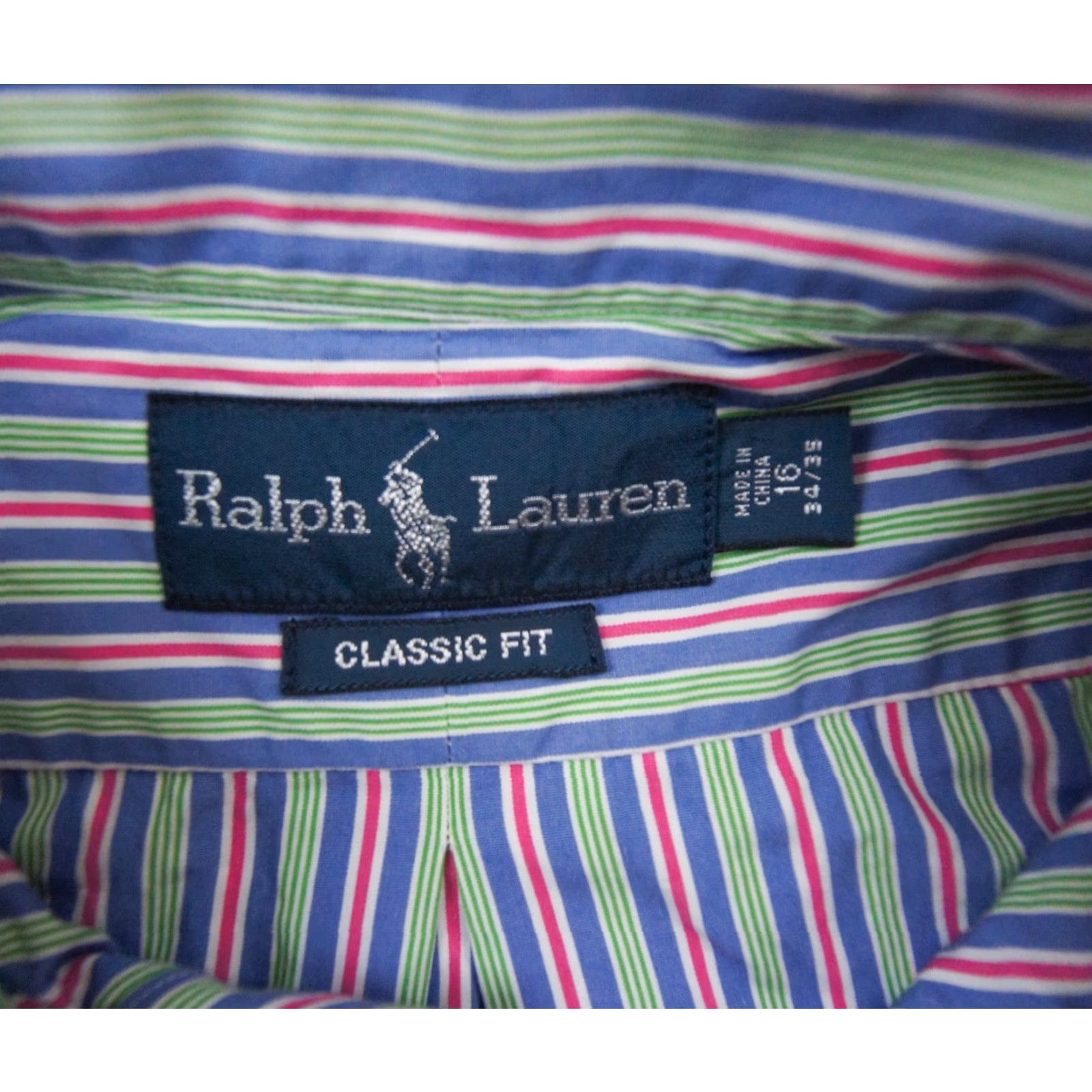 Ralph Lauren VINTAGE Ralph Lauren Men's Shirt Button Up Long Sleeve Striped Blue Classic Fit Preppy Size US L / EU 52-54 / 3 - 6 Thumbnail