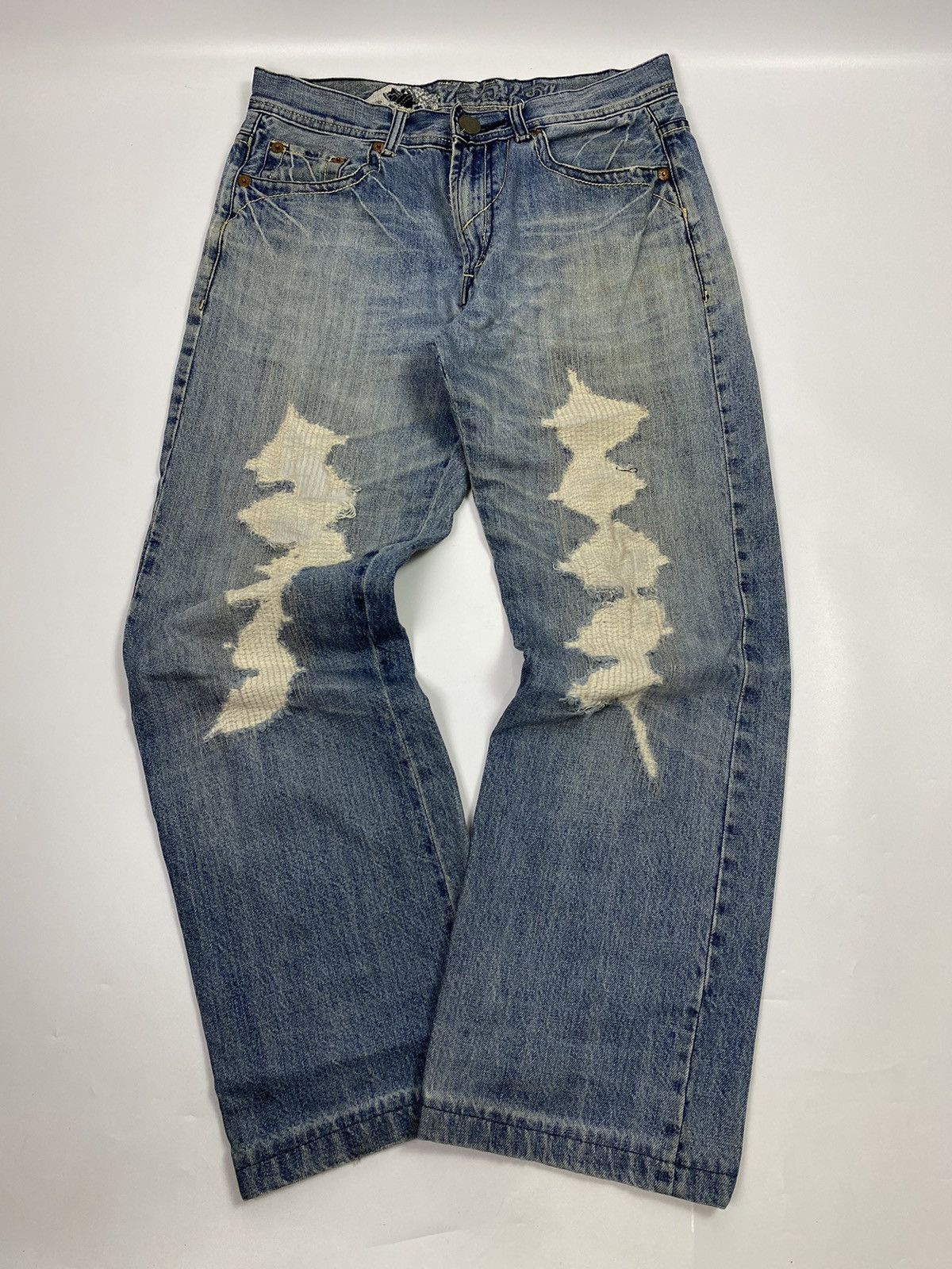 Beauty Beast × Hysteric Glamour osaka big train 📍 distressed studdet jeans japan 32x29 Size US 32 / EU 48 - 18 Thumbnail
