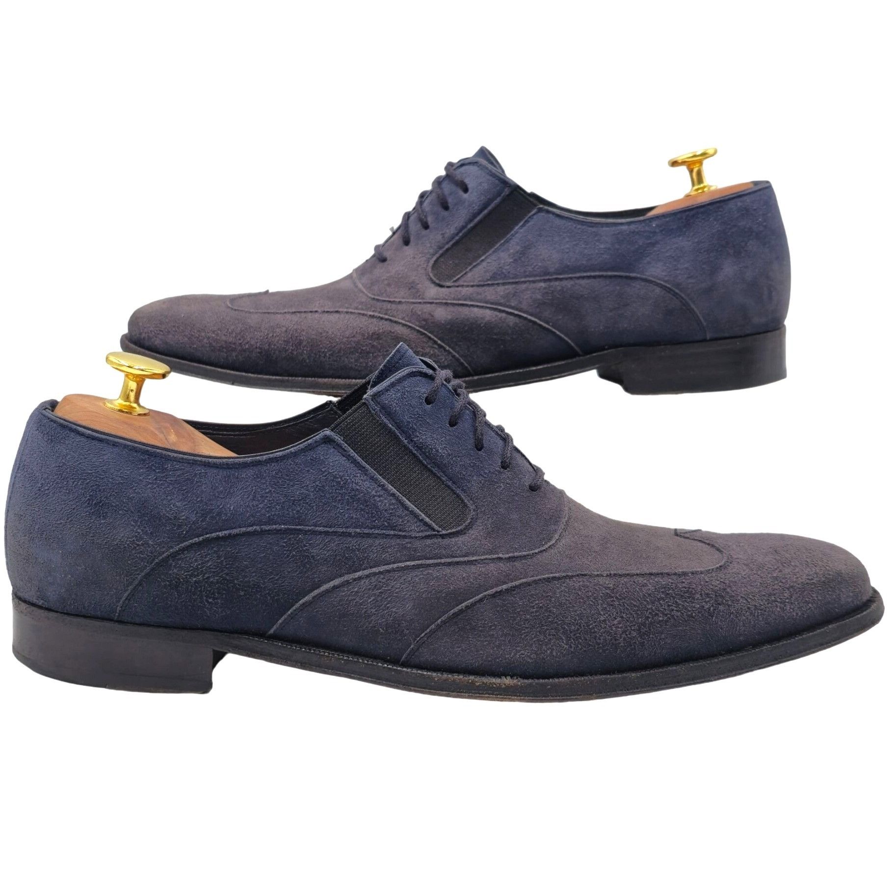 Mezlan Mezlan Hoffman Men's 8.5M Blue Suede Leather Wingtip Oxfords Size US 8.5 / EU 41-42 - 3 Thumbnail