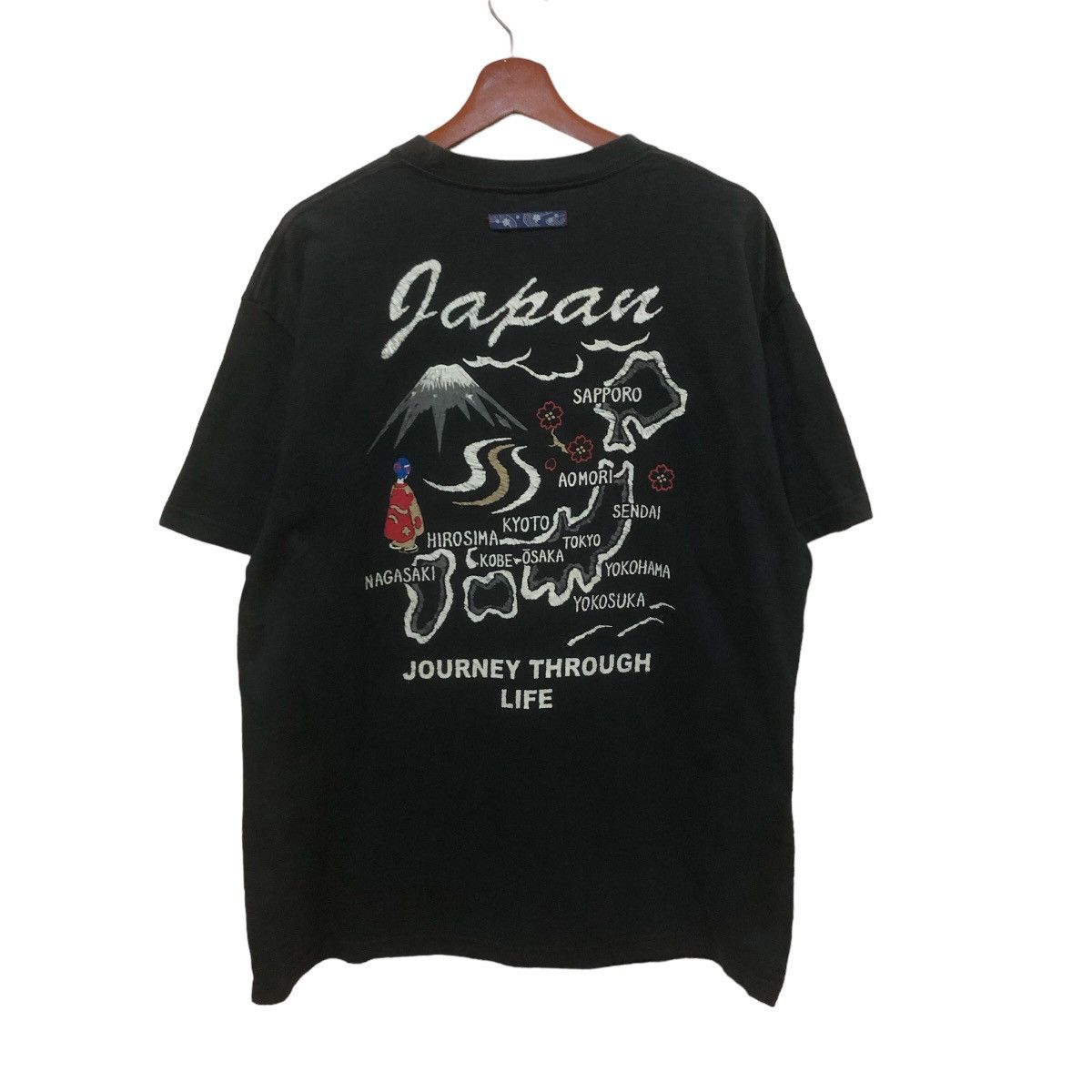 image of Sukajan T Shirts Japan “Journey Through Life” Shirt in Black, Men's (Size XL)