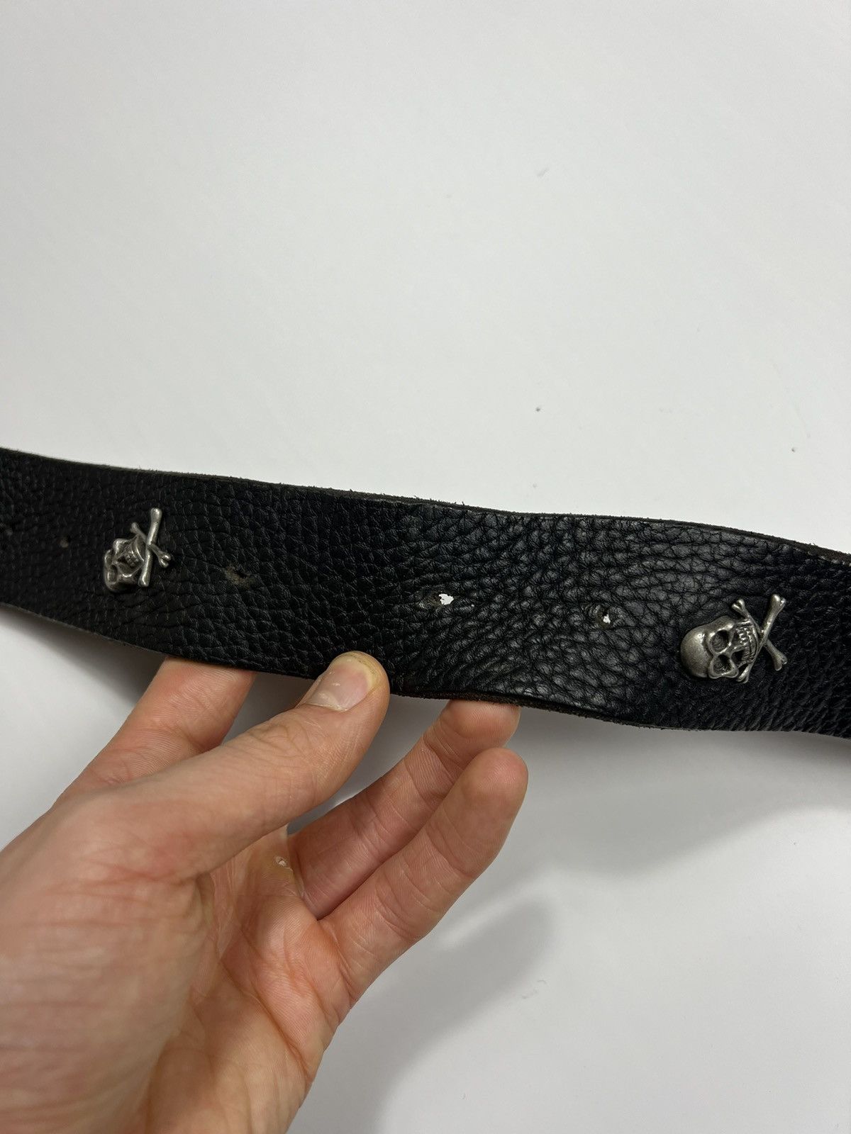 Leather Skeleton Skull Leather Belt Punk Y2K Size 110 cm Size ONE SIZE - 7 Thumbnail
