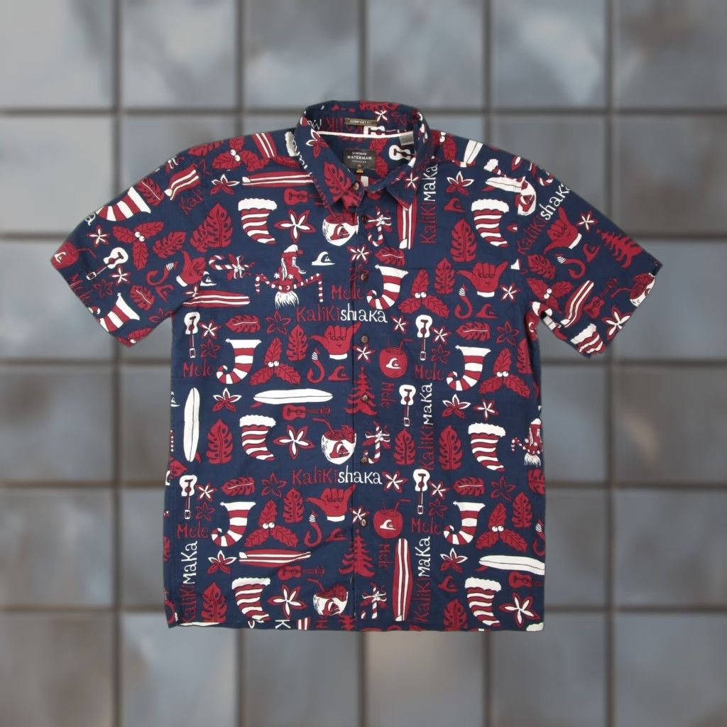 Quiksilver Quiksilver Waterman Shirt Mens Medium Blue Comfort Fit Button Up Mele Kalikimaka Size US M / EU 48-50 / 2 - 1 Thumbnail