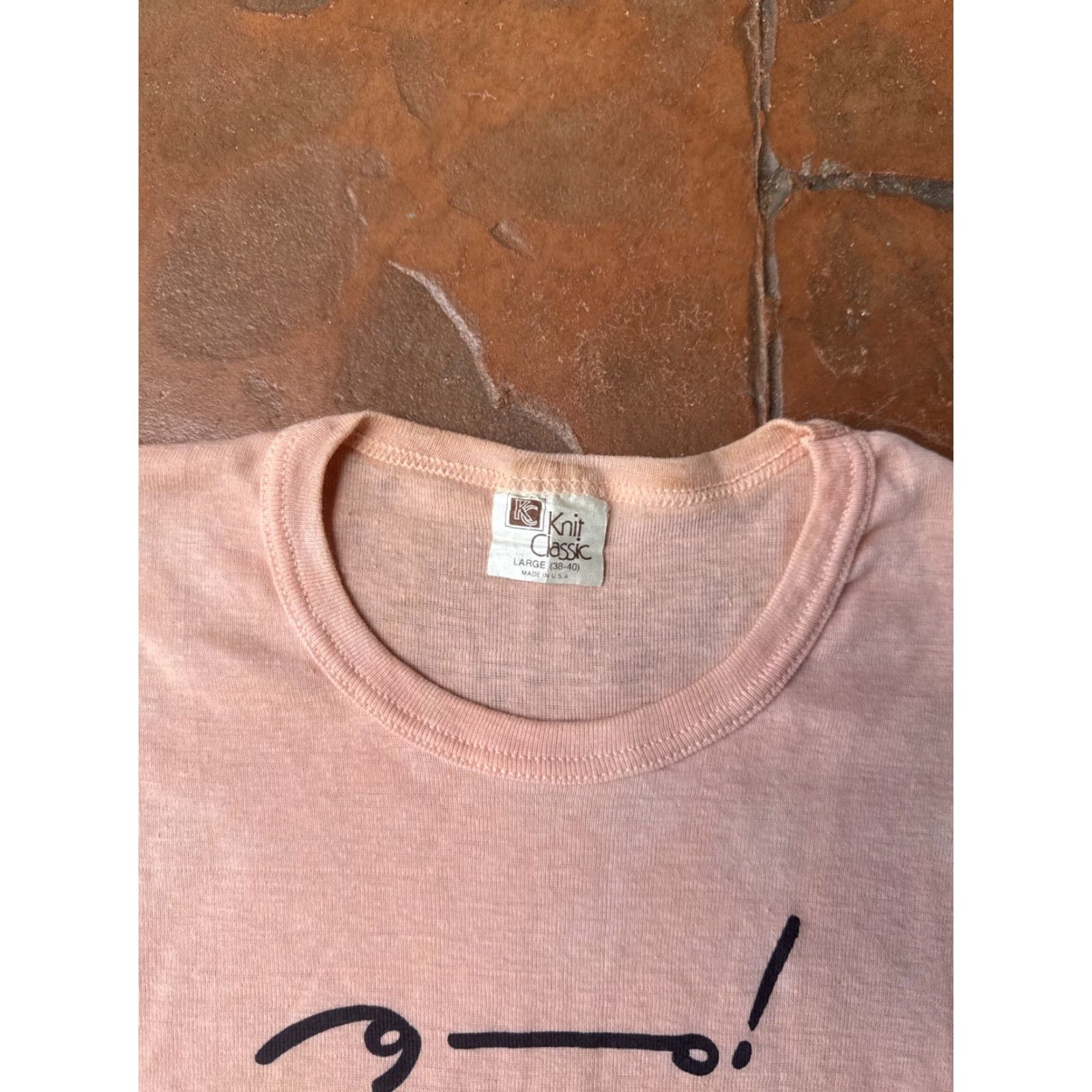 Vintage VINTAGE Shorthand Ringer T-Shirt Women’s Large Peach 80s 50/50 USA Knit Classic Shirts Mens? Size L / US 10 / IT 46 - 2 Thumbnail