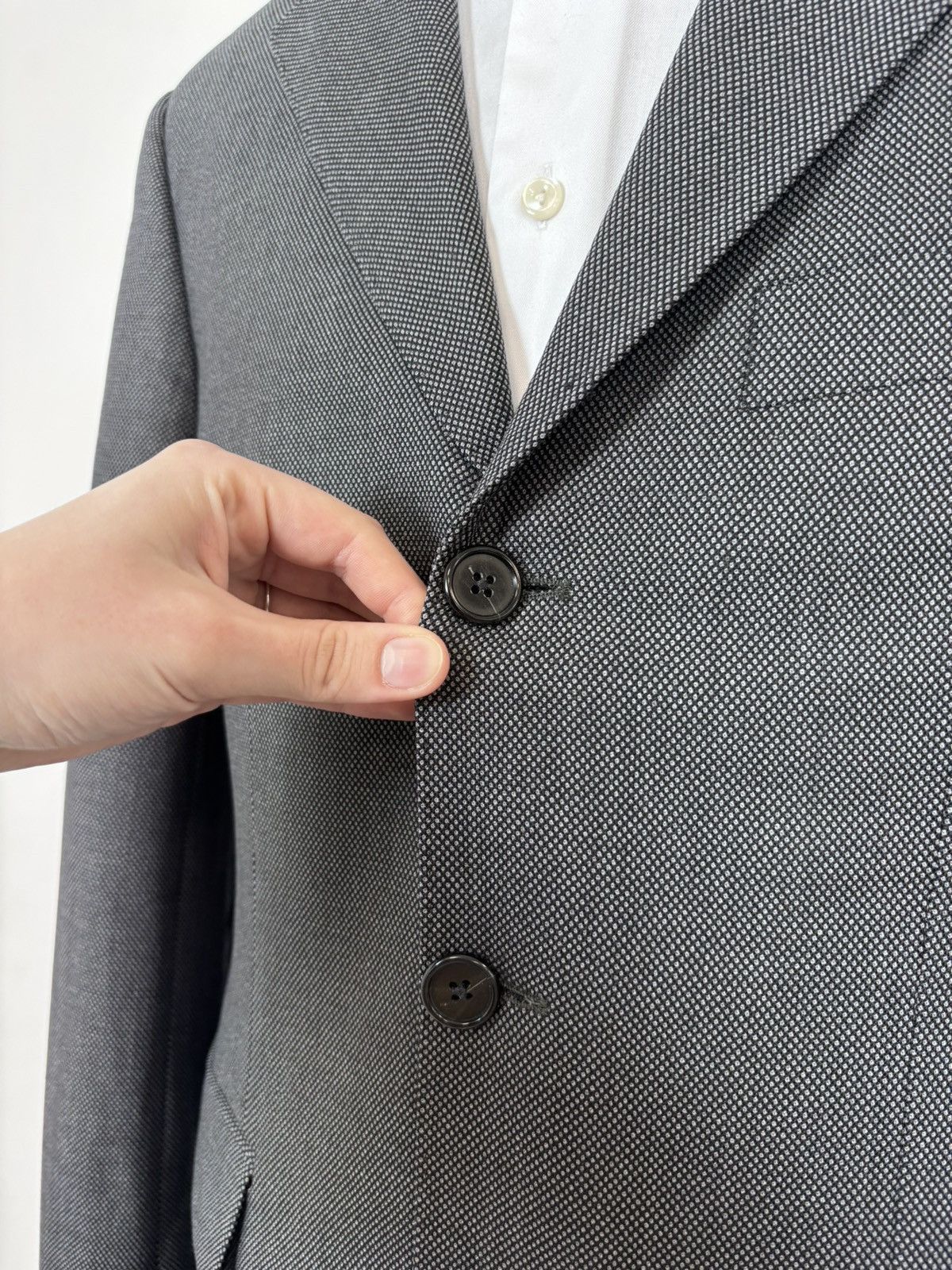 SCABAL Scabal Men’s Grey Wool Blazer Jacket 3-Buttons Classic Size 46R - 8 Thumbnail