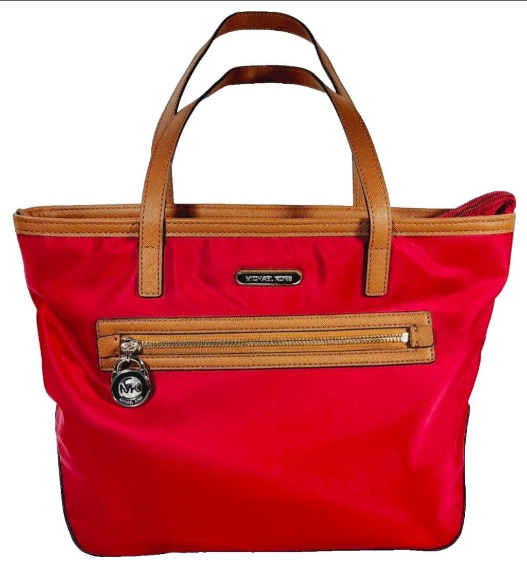 Michael Kors Women's Michael Kors Red & Brown Nylon Tote Bag Size ONE SIZE - 1 Thumbnail