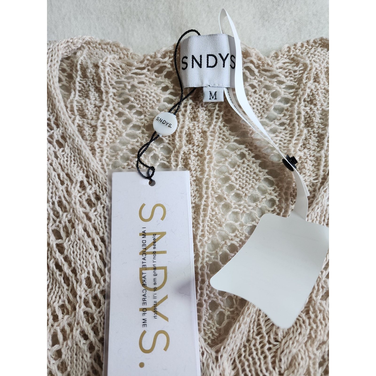 Other SNDYS Fate Mini Dress M NWT Beige Crochet Open Knit Boho Size M / US 6-8 / IT 42-44 - 3 Thumbnail