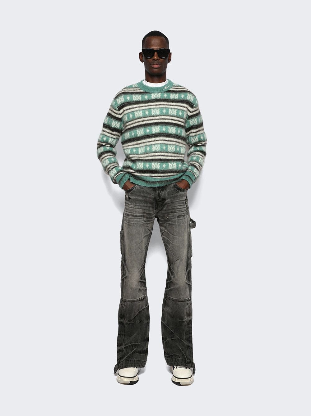 Amiri o1gr1nt0426 Skater Stripe Crewneck Sweater in Green Size US S / EU 44-46 / 1 - 3 Thumbnail