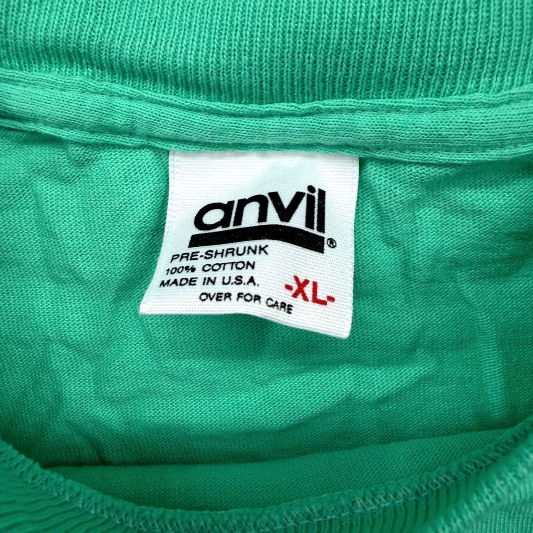 Anvil VINTAGE Anvil T-Shirt Graphic Tee 1985 Let It Snow Rabbits XL Teal Green Made in USA Mens Short Sleeve 100% Cotton Vintage 80s Retro Art Deco Size US XL / EU 56 / 4 - 3 Thumbnail