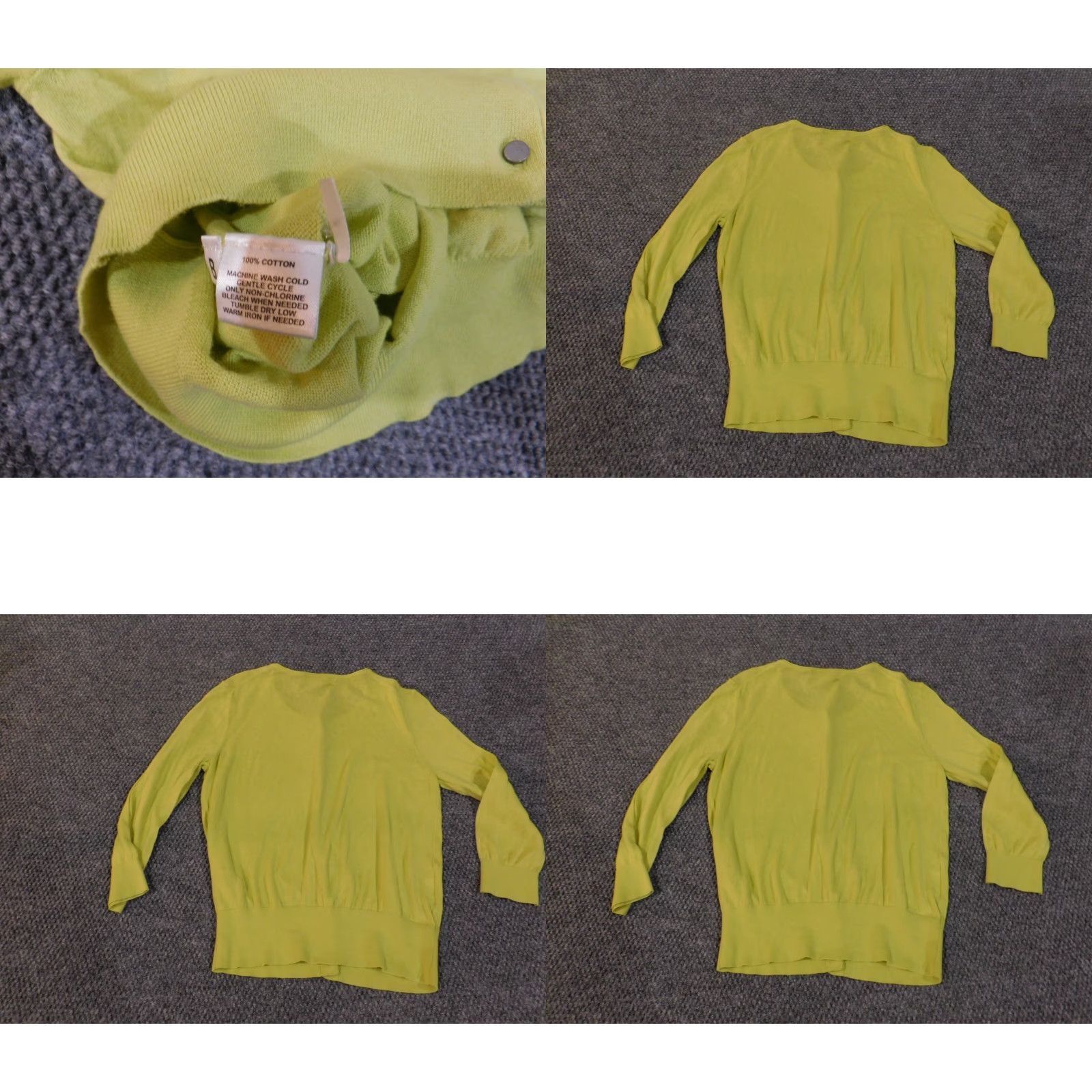 Loft LOFT Cardigan Sweater Green Wool Womens Medium Crew Neck Long Sleeve Rib Knit Button Cotton Casual Pullover Regular Fit Vintage No Size M / US 6-8 / IT 42-44 - 8 Thumbnail