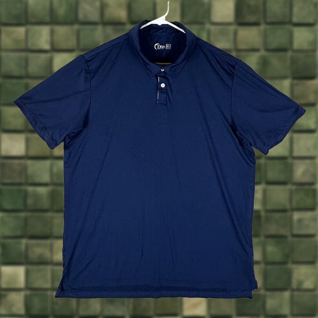 Vintage Zyia Active Polo Shirt Mens XL Blue Short Sleeve Collared Button Performance Golf Activewear Shirt Size US XL / EU 56 / 4 - 1 Thumbnail