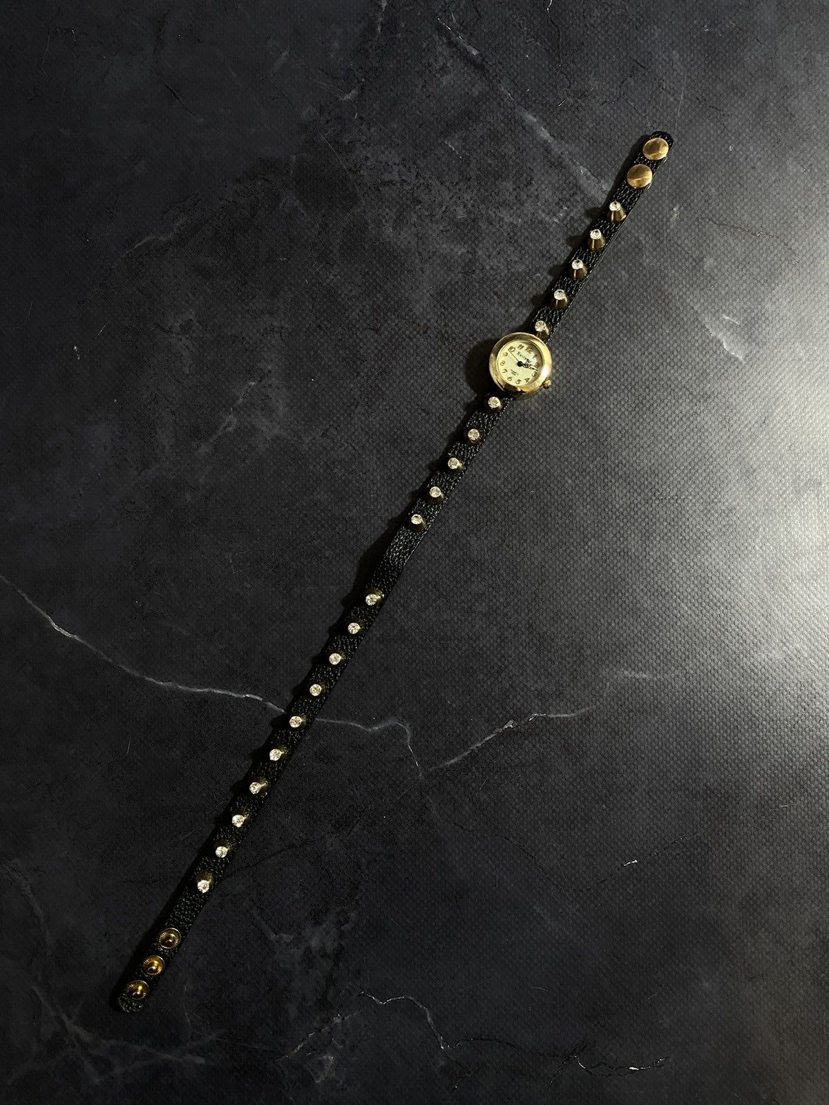 Jewelry × Vintage Extreme Dual Wrap Studded Black Strap Watch Japanese Brand Size ONE SIZE - 6 Thumbnail