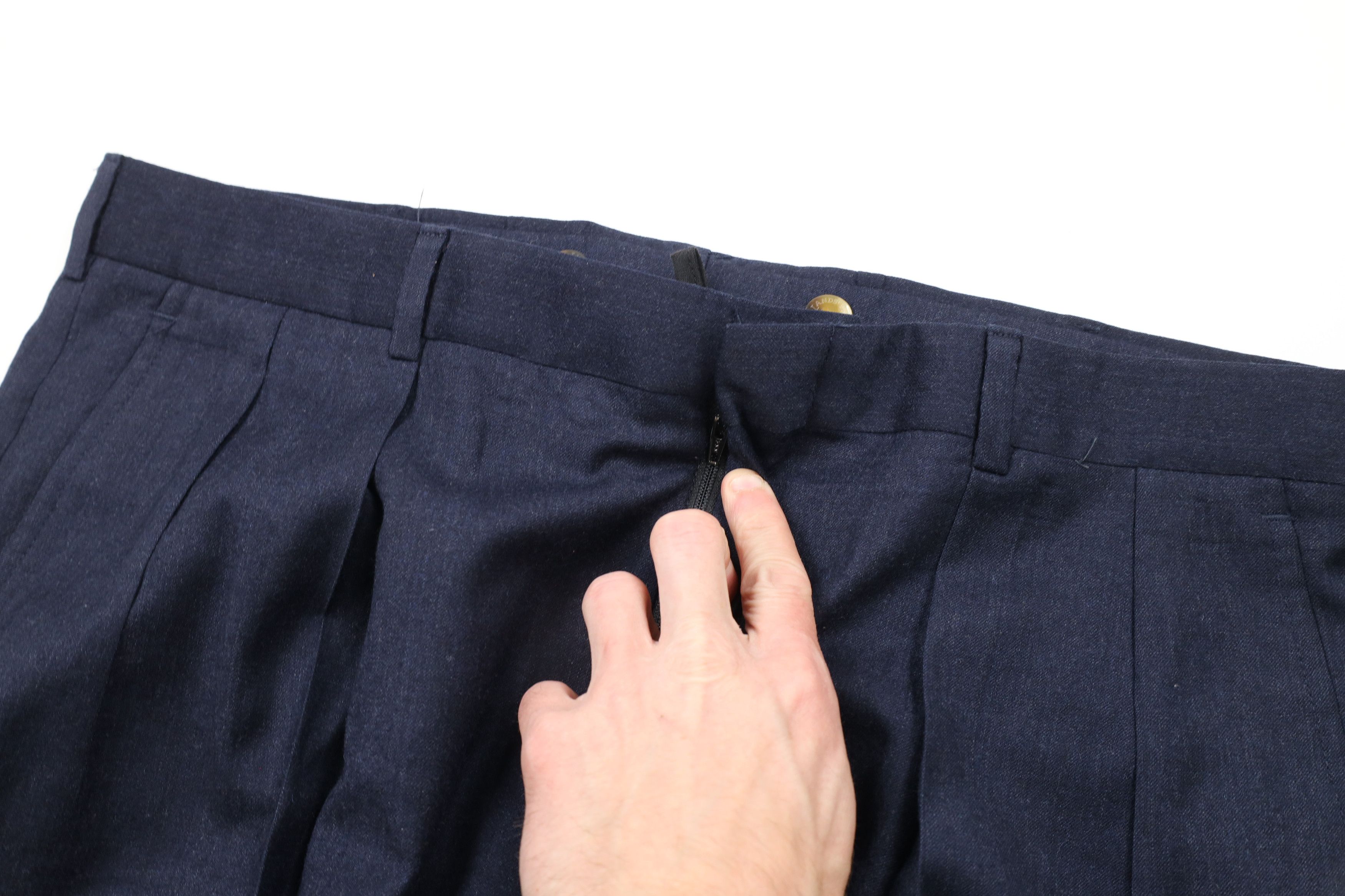 Lands' End × Vintage Vintage 90s Lands End Wide Leg Wool Pants Trousers Navy USA Size US 38 / EU 54 - 5 Thumbnail