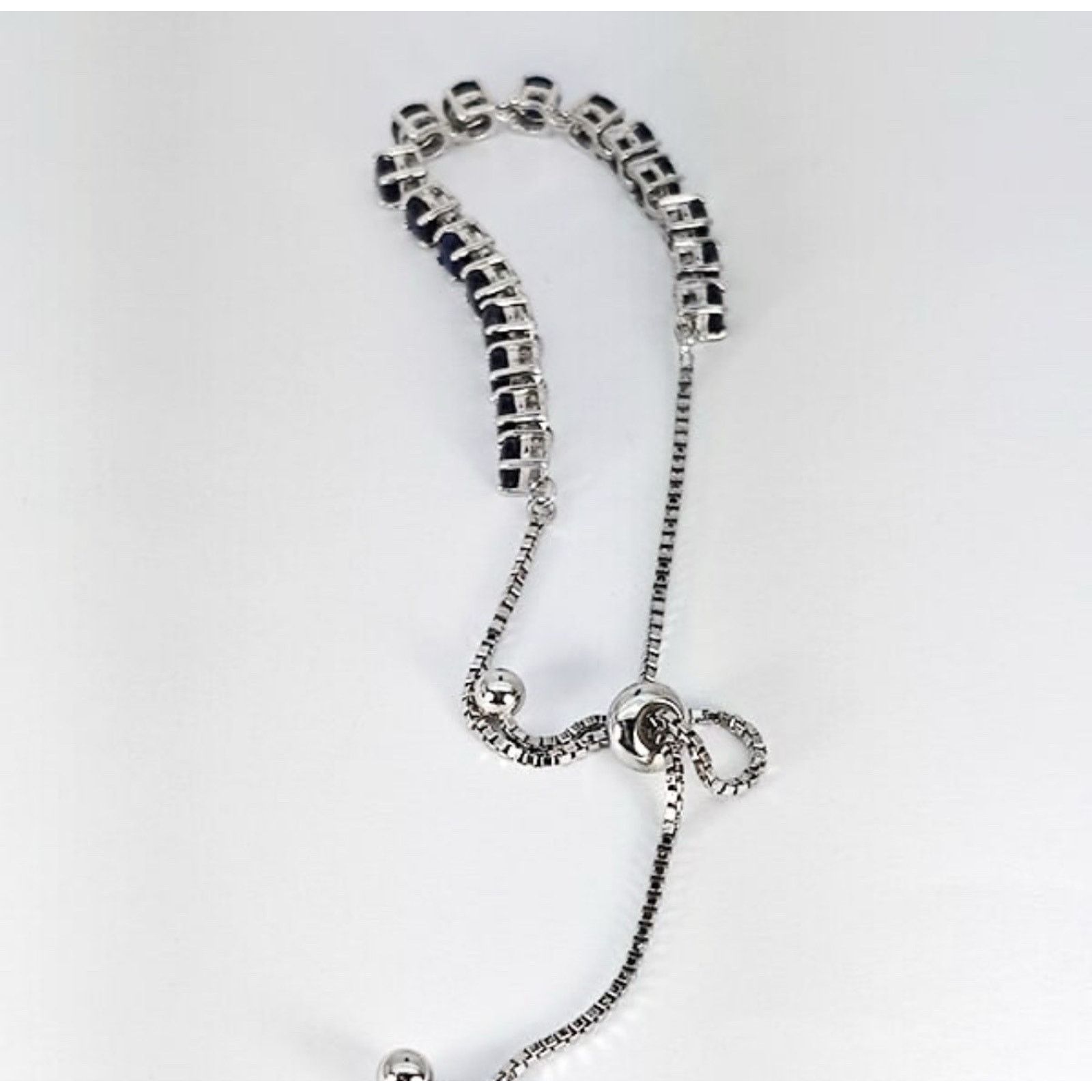 Other Adjustable Blue Sapphire and Sterling Silver Tennis Bracelet Size ONE SIZE - 3 Thumbnail