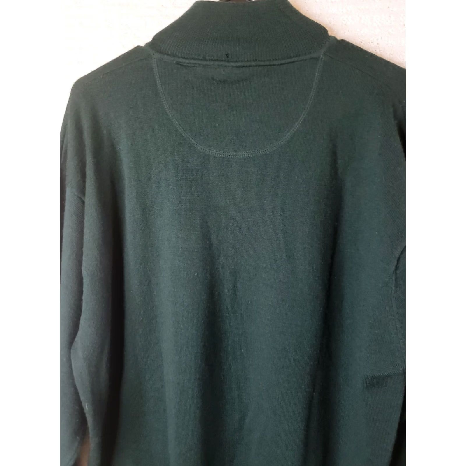 Orvis Orvis Men's L Wool Pullover Leather 1/4 Zip Mock Neck Sweater Dark Green Size US L / EU 52-54 / 3 - 7 Thumbnail