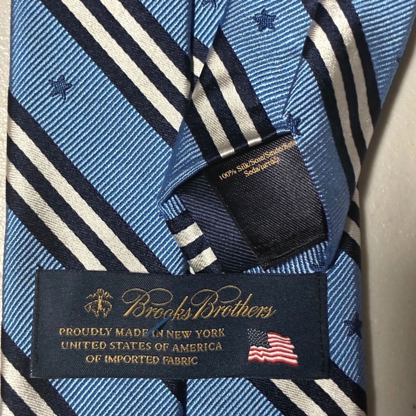 Brooks Brothers VINTAGE Brooks Brothers Silk Tie Star Striped Navy Blue Made USA Mens Size ONE SIZE - 3 Thumbnail