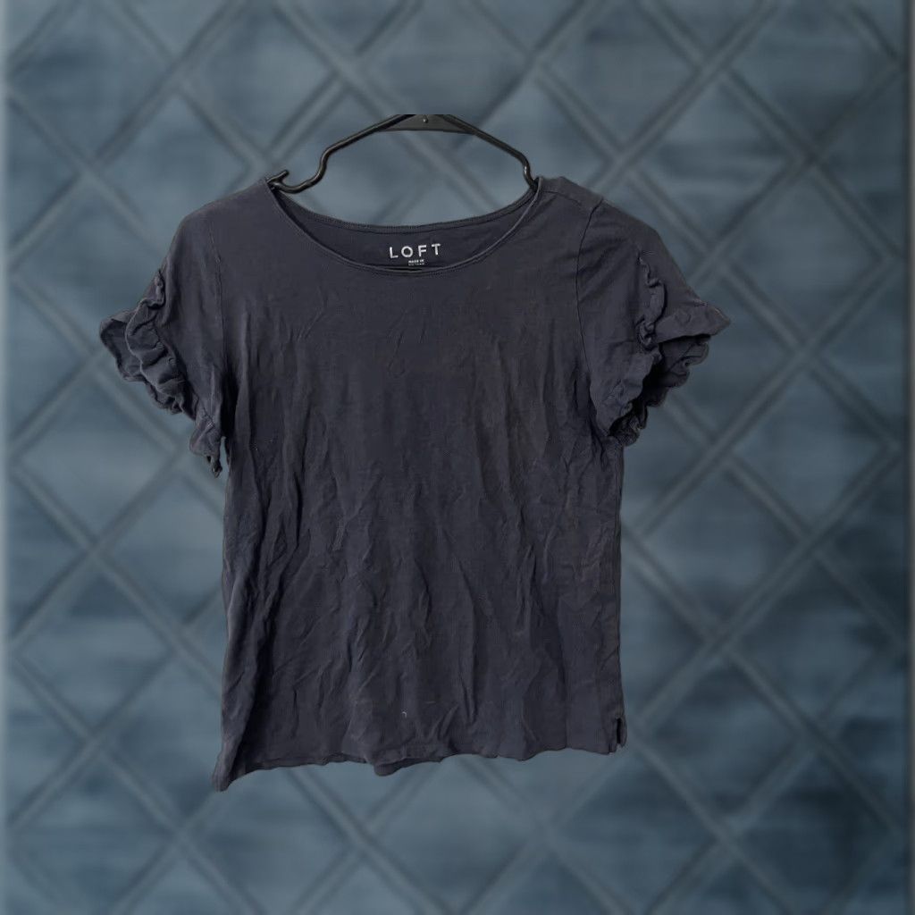 Loft LOFT Women's Cropped Tee Gray XS Cotton Short Sleeve Crew Neck T-Shirt Size XS / US 0-2 / IT 36-38 - 1 Thumbnail
