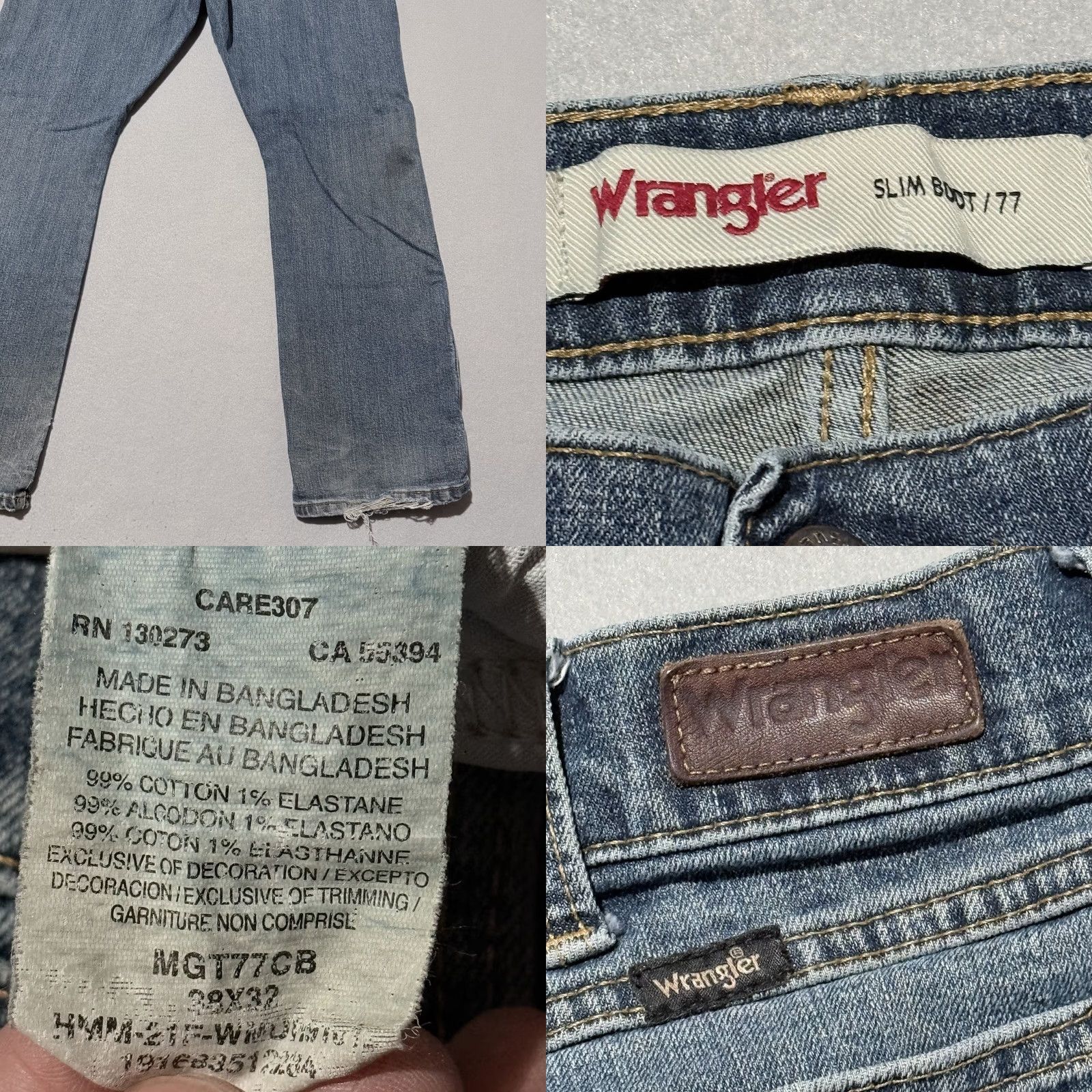 Wrangler Wrangler Jeans Slim Bootcut 77 Mens Blue Denim Mid Rise Pockets Western - 38x32 Size US 38 / EU 54 - 8 Thumbnail