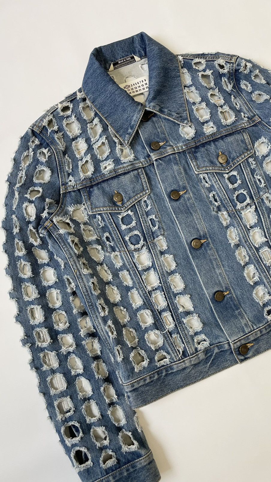 Maison Margiela ‘Laser Hole Cut’ Blue Denim Jacket Size S / US 4 / IT 40 - 5 Thumbnail