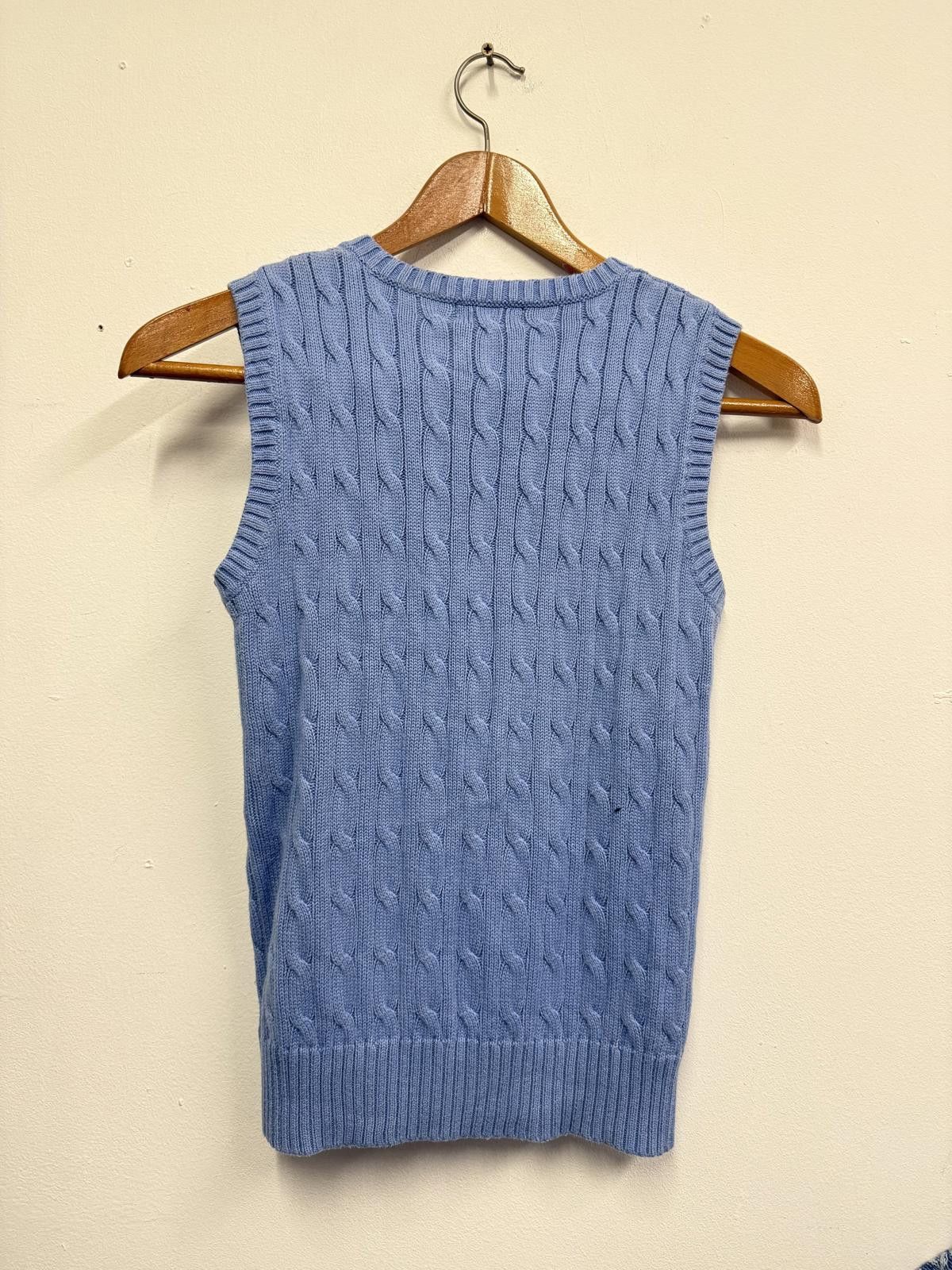 Polo Ralph Lauren Polo Ralph Lauren Light Blue Cable Knit Sweater Vest Size ONE SIZE - 2 Thumbnail